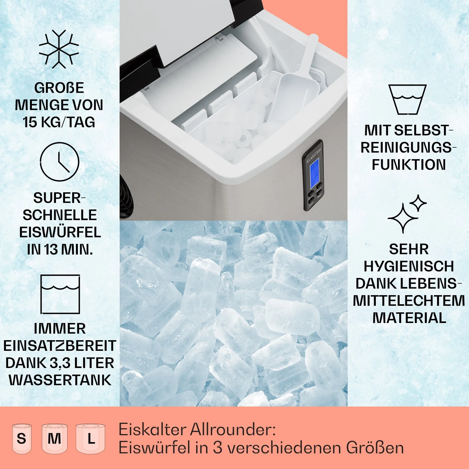 Mr. Black-Frost Eismaschine 150W Edelstahl Schwarz 15kg - Image 2