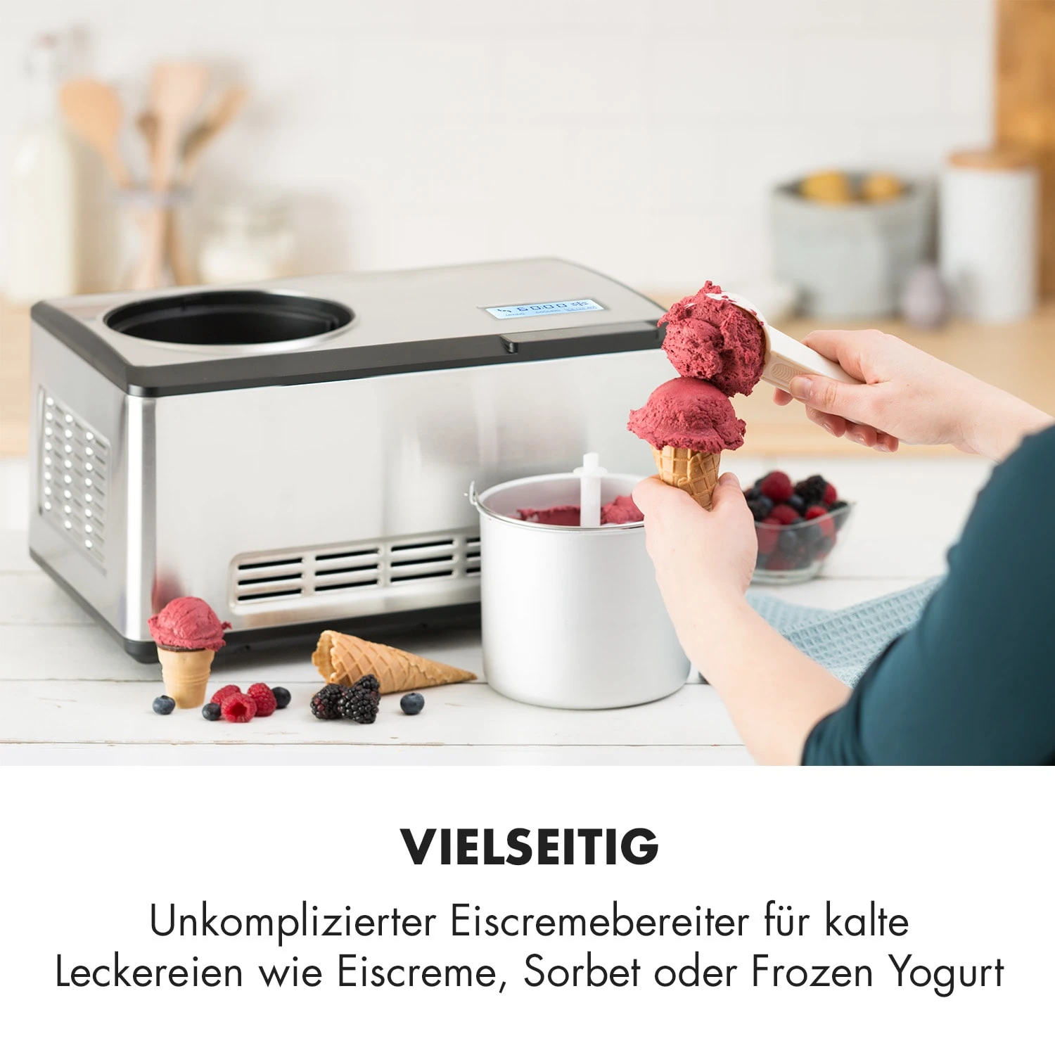 Dolce Bacio Eiscremebereiter Kompressor 2l LCD-Display Touch Edelstahl - Image 2