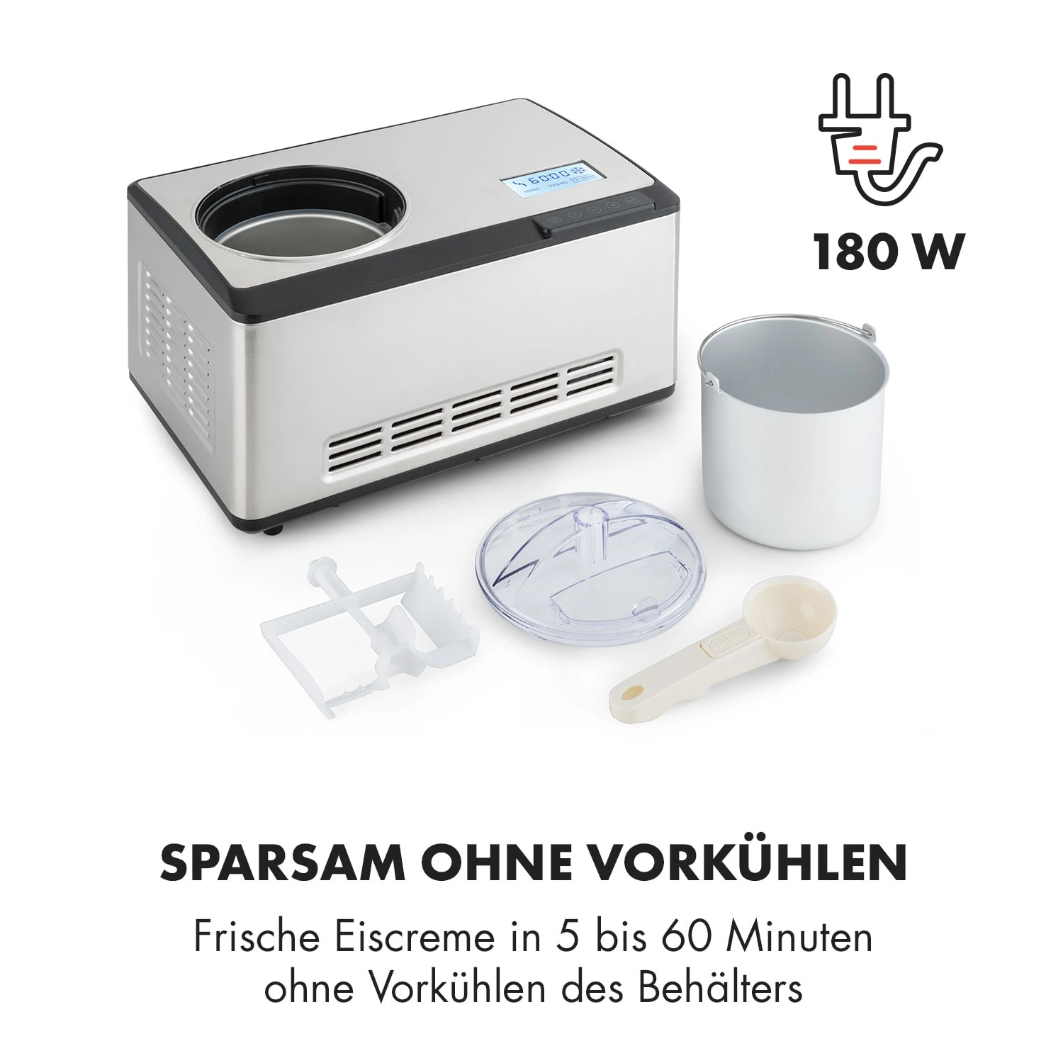 Dolce Bacio Eiscremebereiter Kompressor 2l LCD-Display Touch Edelstahl - Image 5