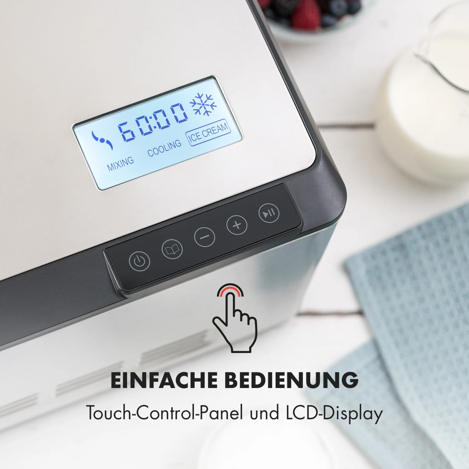 Dolce Bacio Eiscremebereiter Kompressor 2l LCD-Display Touch Edelstahl - Image 6