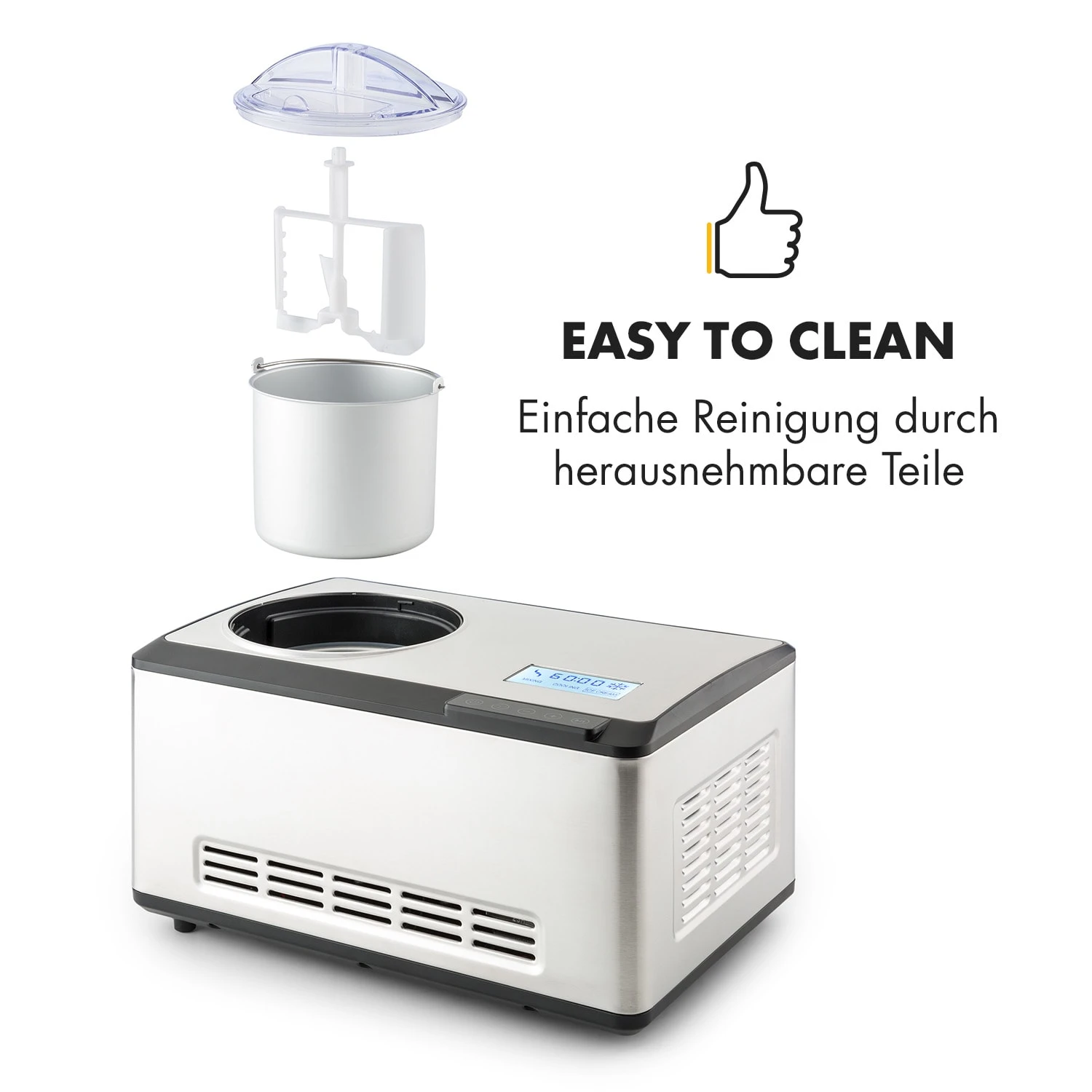 Dolce Bacio Eiscremebereiter Kompressor 2l LCD-Display Touch Edelstahl - Image 7