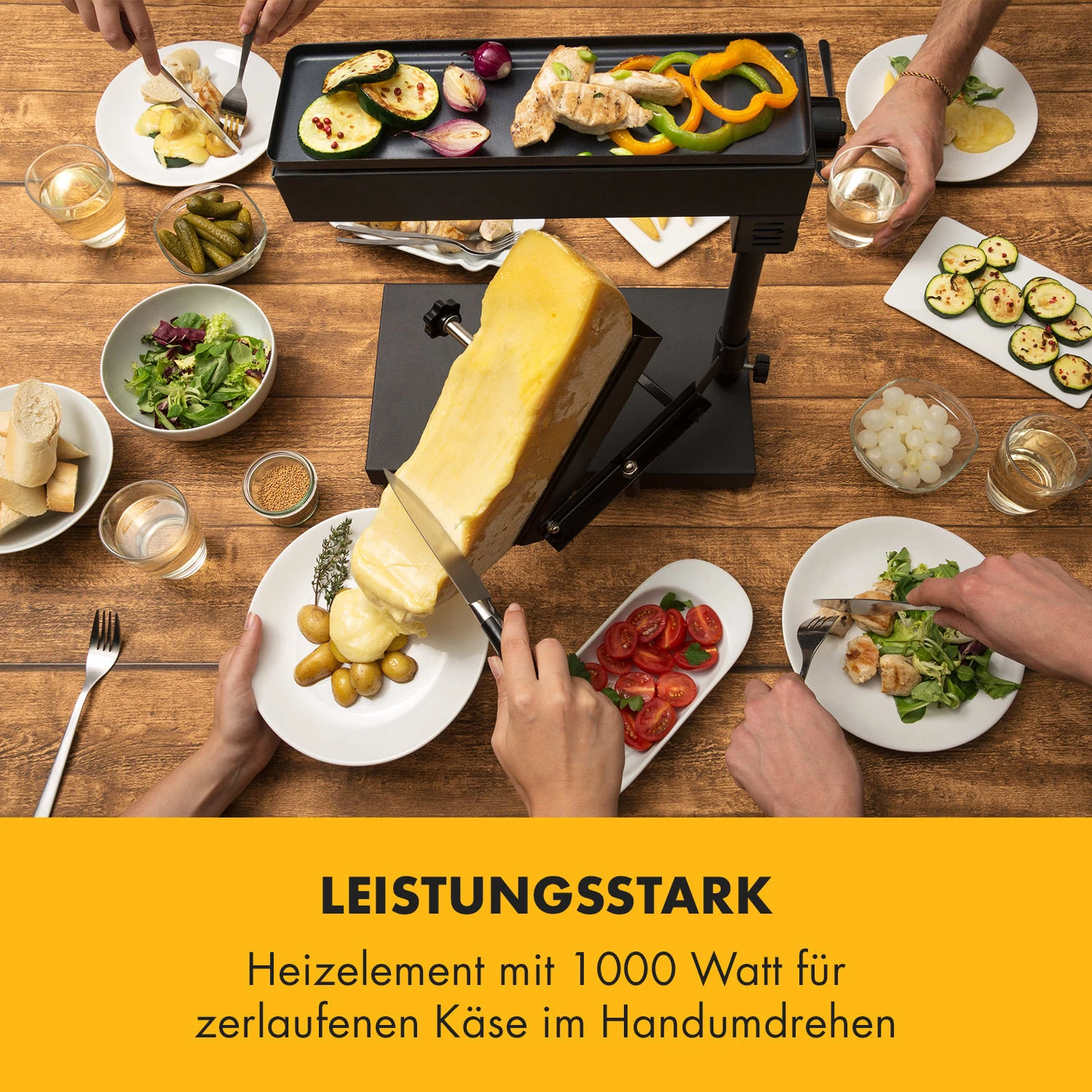 Appenzell Peak Raclette Mit Grill 1000W Thermostatschalter Schwarz - Image 2