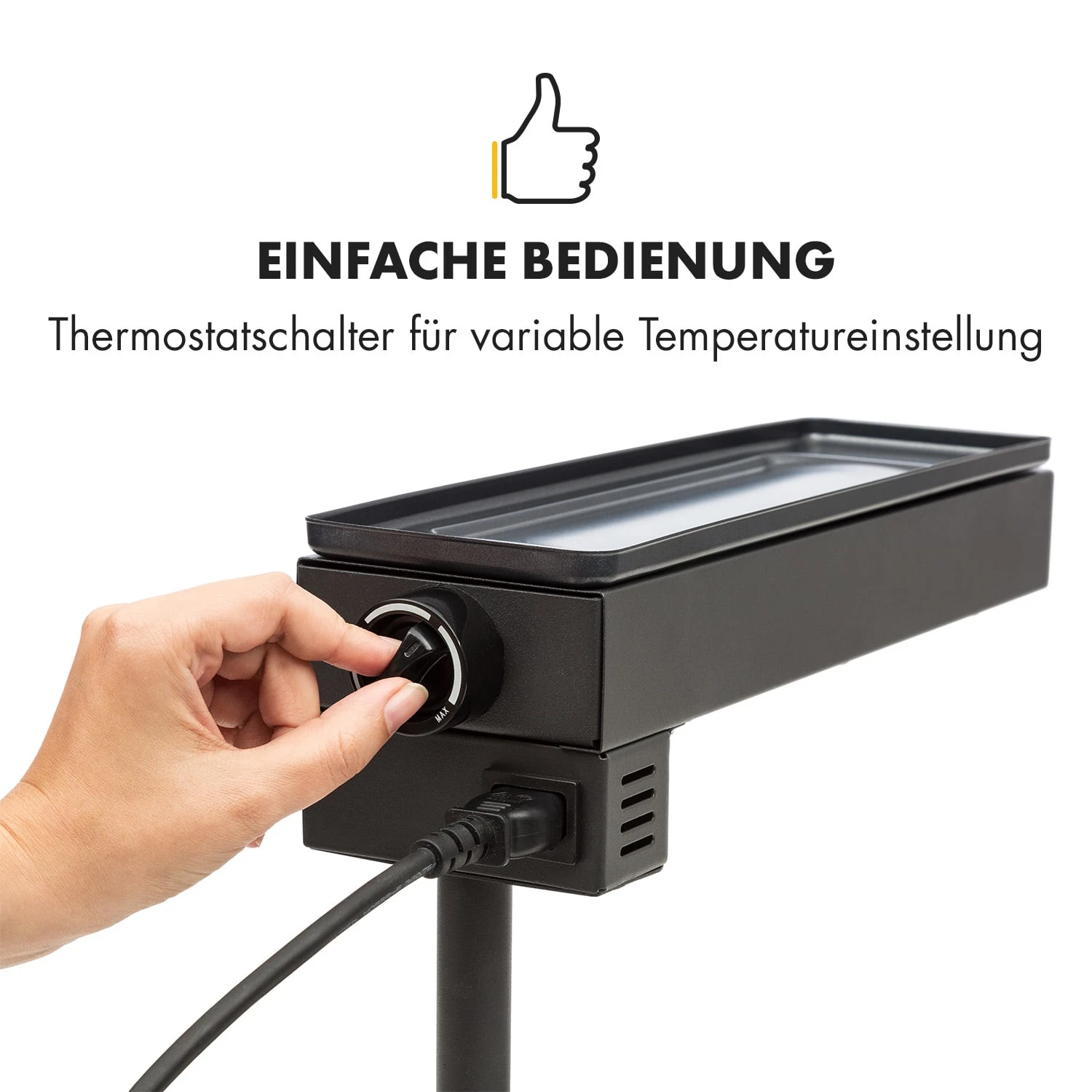 Appenzell Peak Raclette Mit Grill 1000W Thermostatschalter Schwarz - Image 3