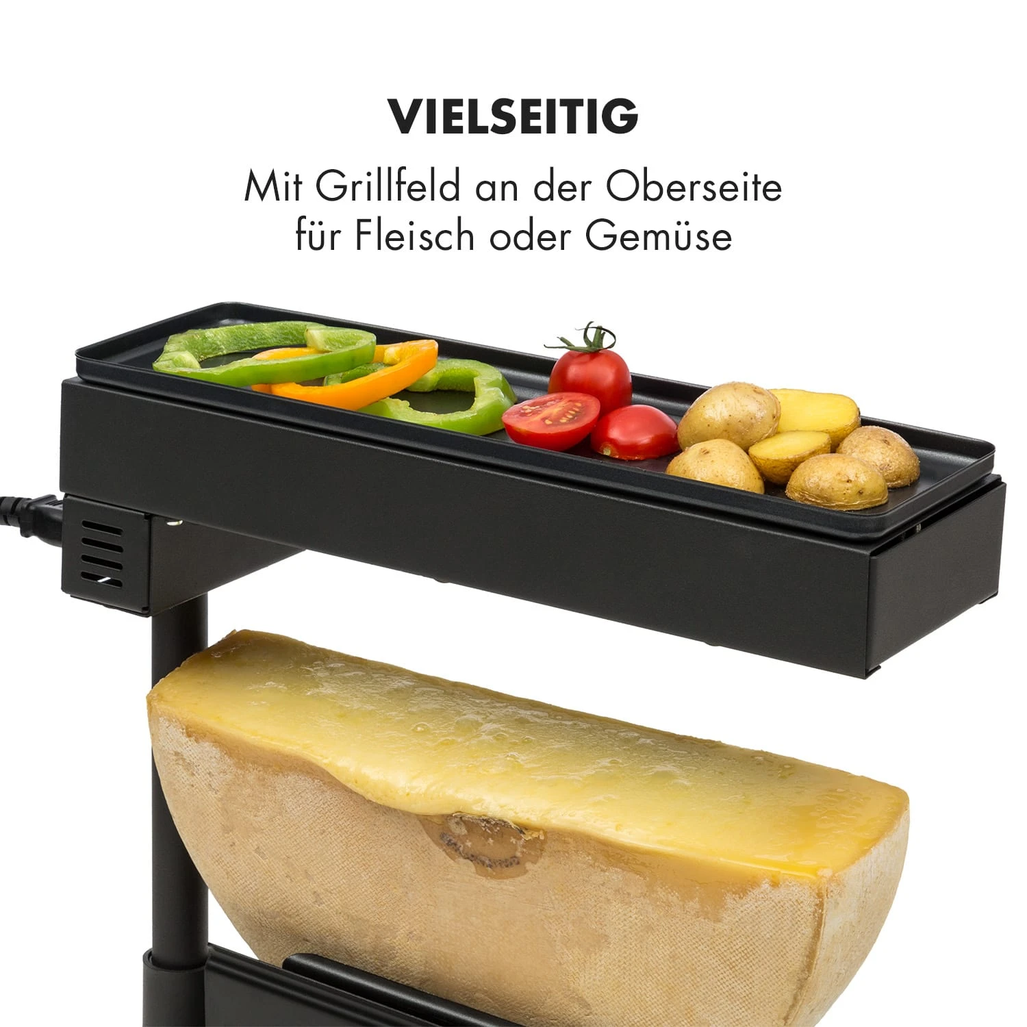 Appenzell Peak Raclette Mit Grill 1000W Thermostatschalter Schwarz - Image 4