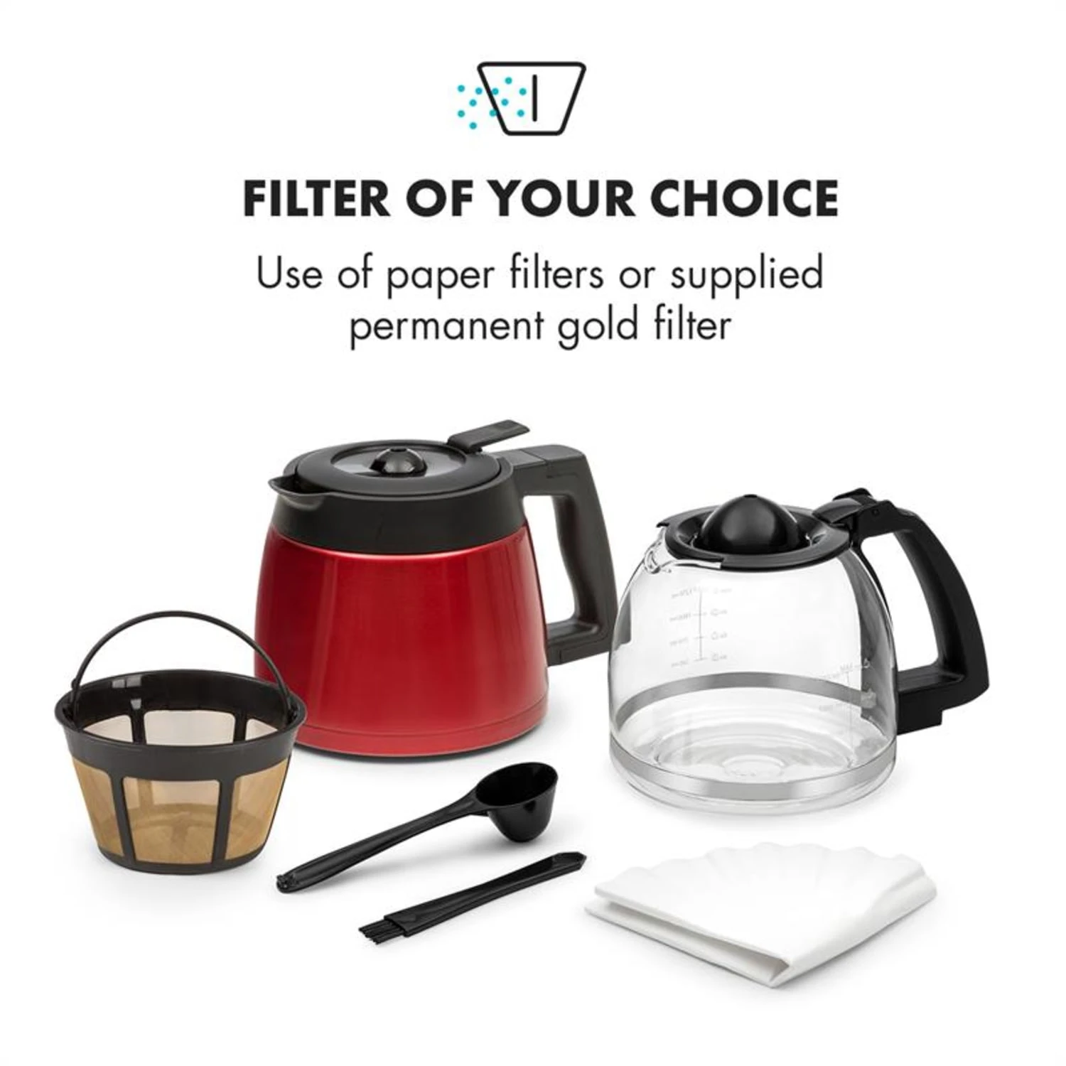 Aromatica II Duo Kaffeemaschine, Integriertes Mahlwerk, 1,25 L, Rot - Image 4