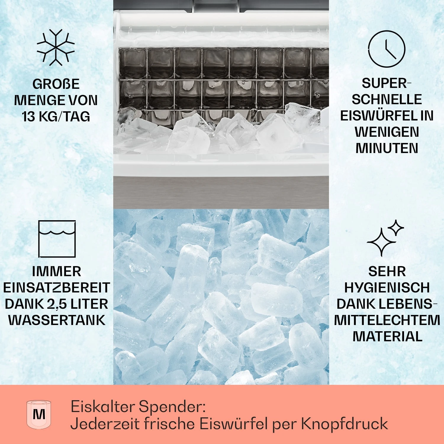 Clearcube Eiswürfelmaschine Klareis 13kg/24h Edelstahl Schwarz - Image 2
