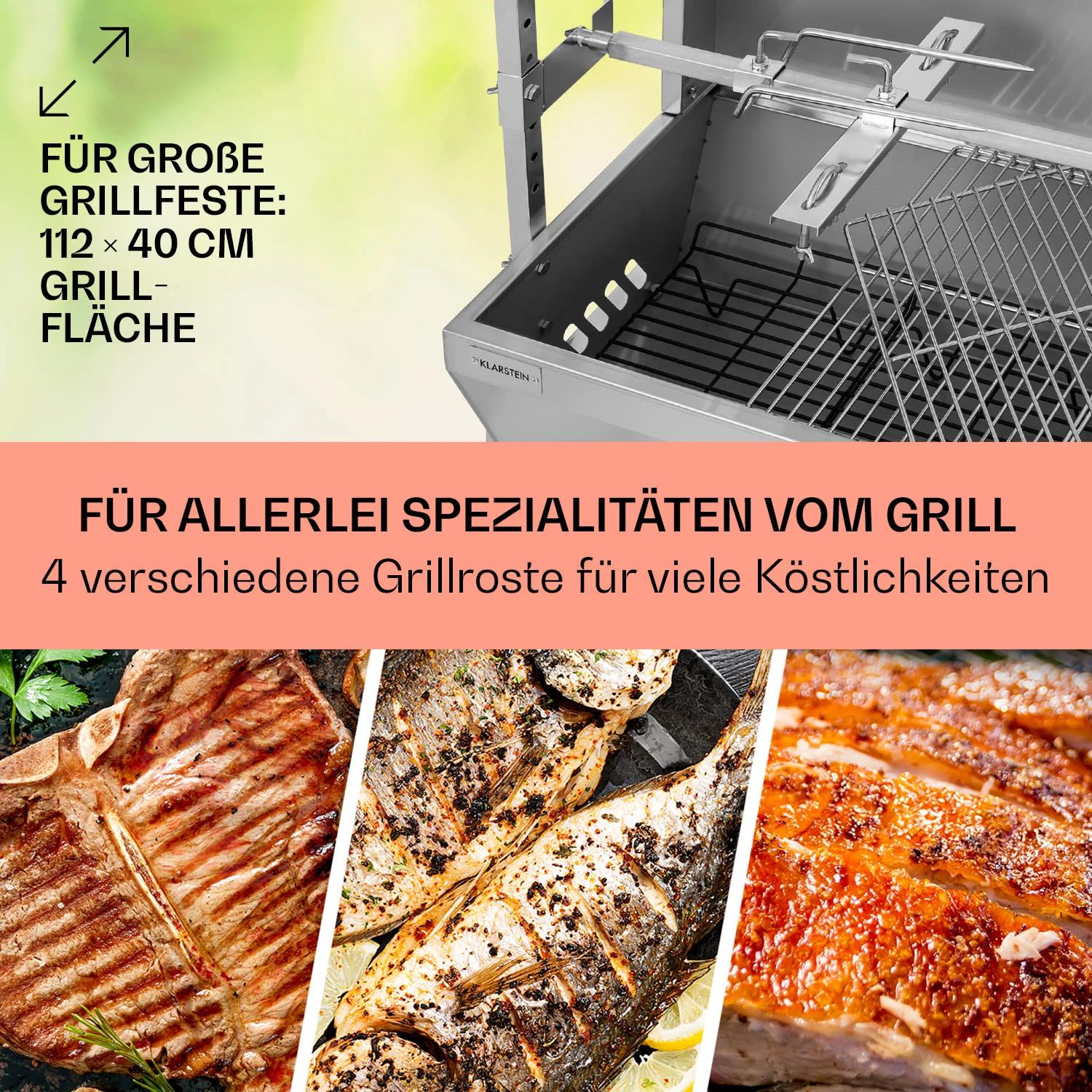 Sauenland Pro Spanferkelgrill Drehspieß 13W 4 Rollen Edelstahl - Image 4