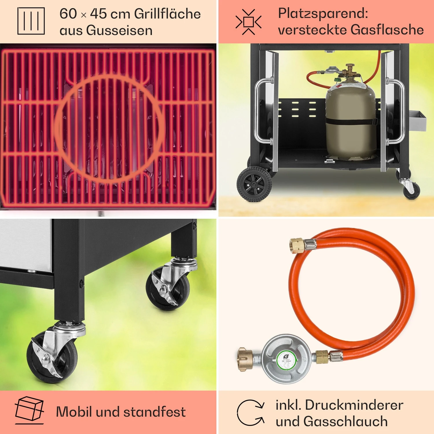 Tomahawk 3.1 S Gasgrill 3x3,6kW Brenner+2,7 KW 60x45cm Grill Edelstahl - Image 5
