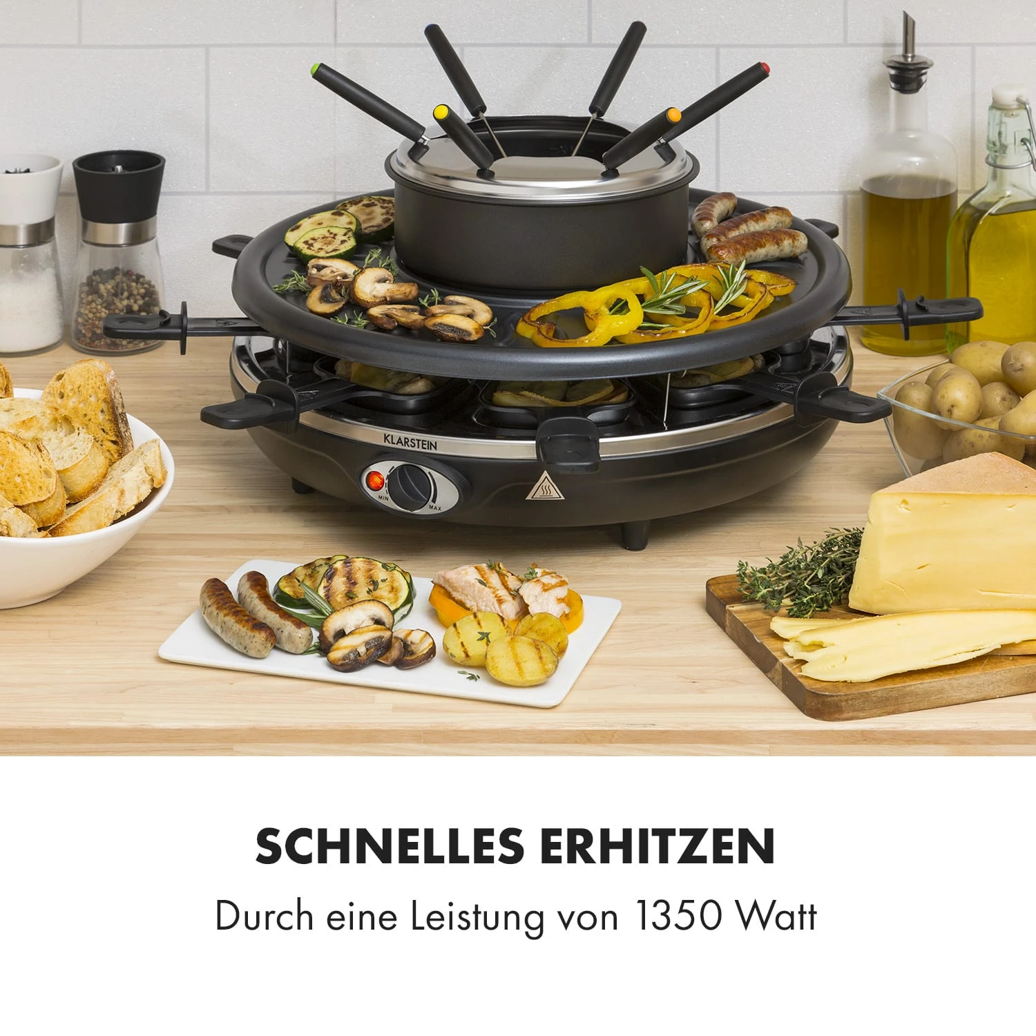 Fonduelette Raclette Und Fondue 1350W 1 Liter 38 Cm Ø Für 8 Personen - Image 5