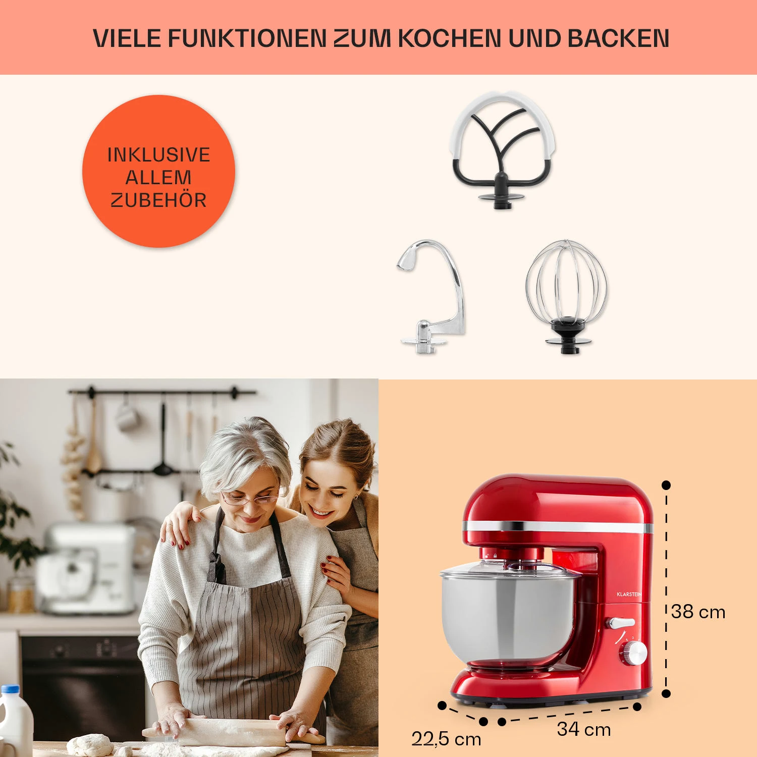 Bella Elegance Küchenmaschine 2000 W 2,7 PS 5,2 Ltr Edelstahl BPA-frei - Image 5