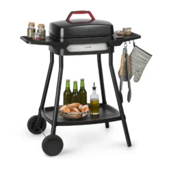 Gatsby Elektrogrill 2000W Antihaft-Grillfläche Seitentische Schwarz