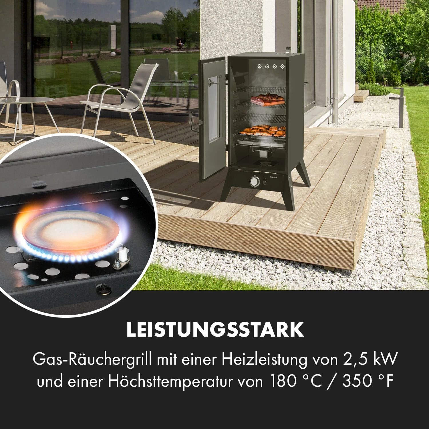 Pasadena Gas-Räuchergrill 2,5 KW Heizleistung 180 °C / 350 °F Max. - Image 2