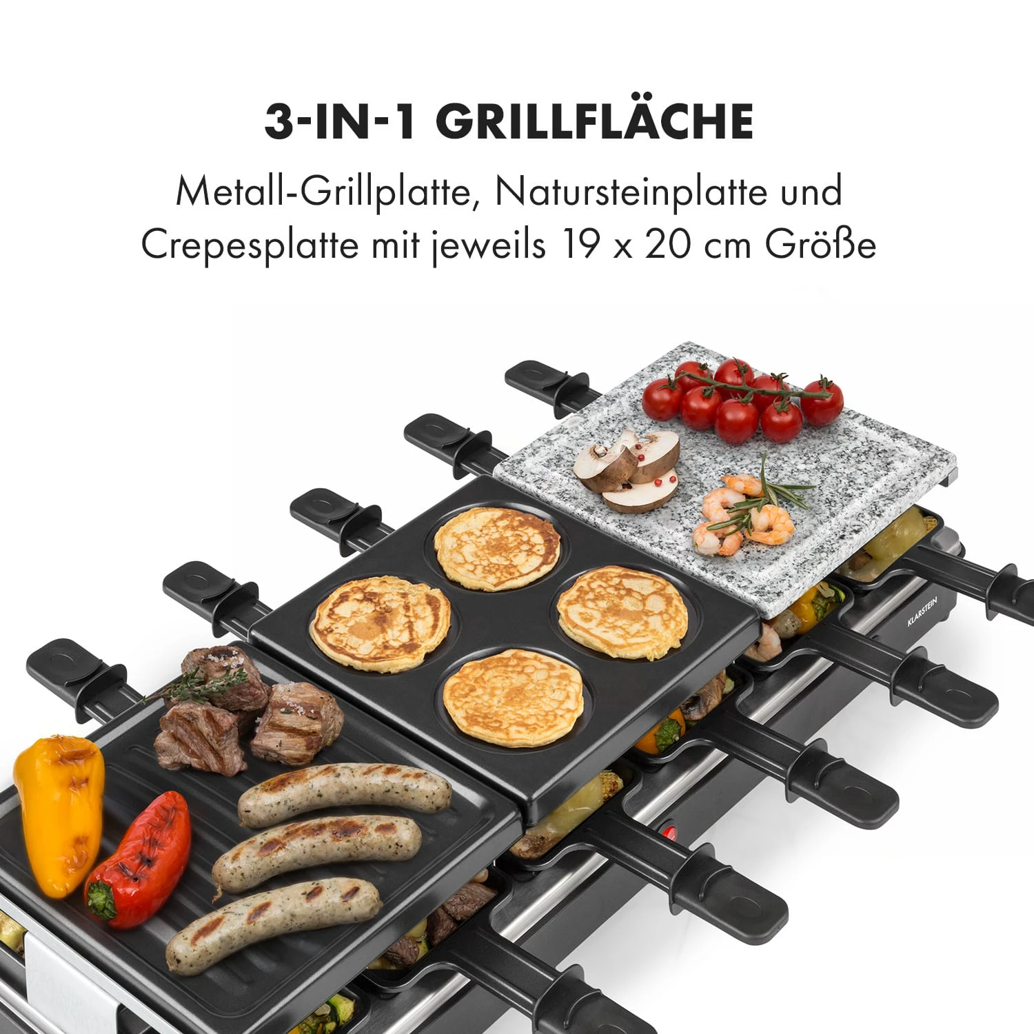 Fonduelette XL 3-in-1 Raclettegrill Fondue Naturstein 1650W 12 Pers - Image 3