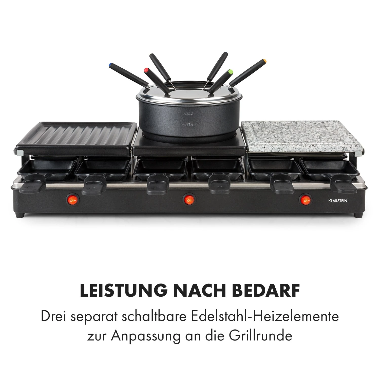Fonduelette XL 3-in-1 Raclettegrill Fondue Naturstein 1650W 12 Pers - Image 6