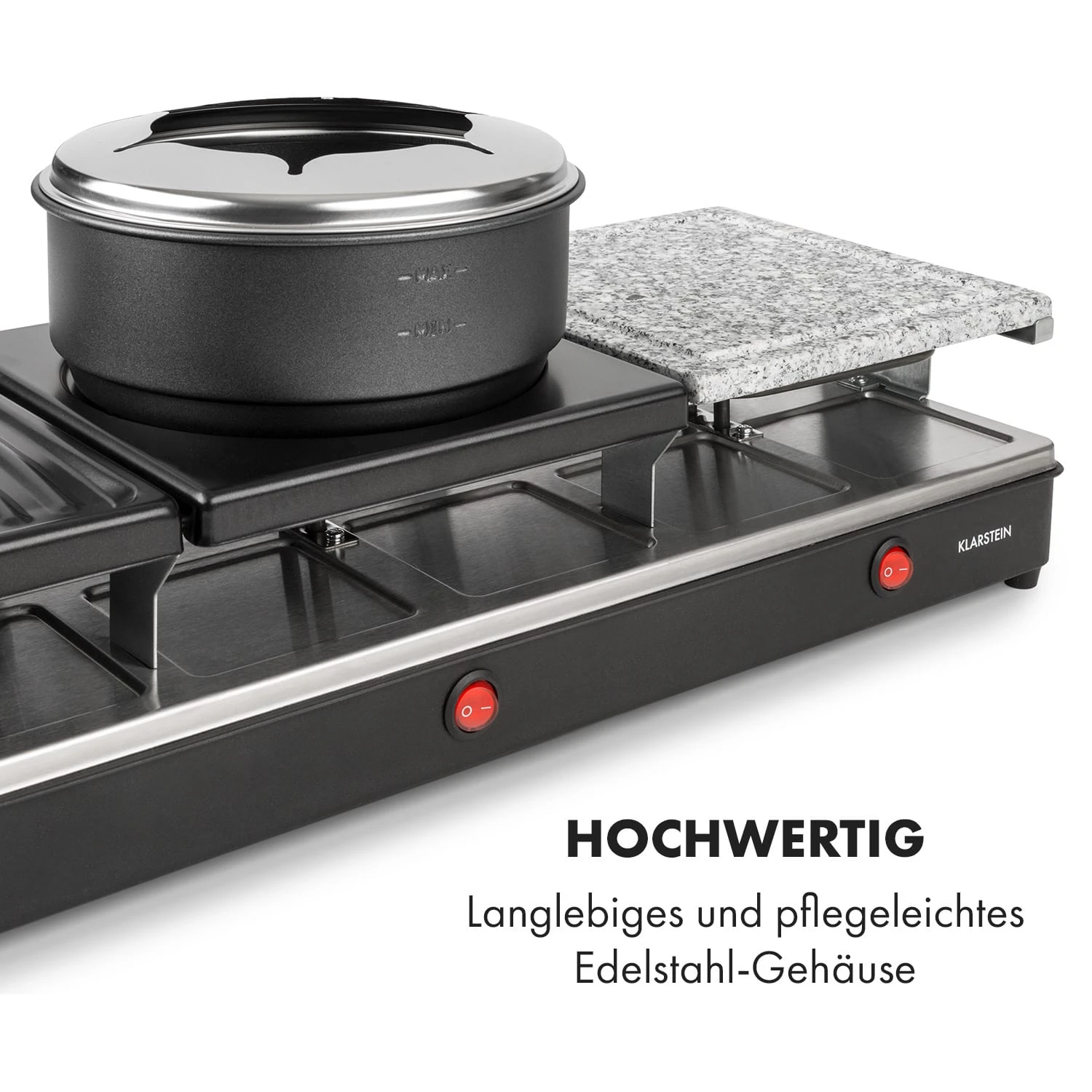 Fonduelette XL 3-in-1 Raclettegrill Fondue Naturstein 1650W 12 Pers - Image 7