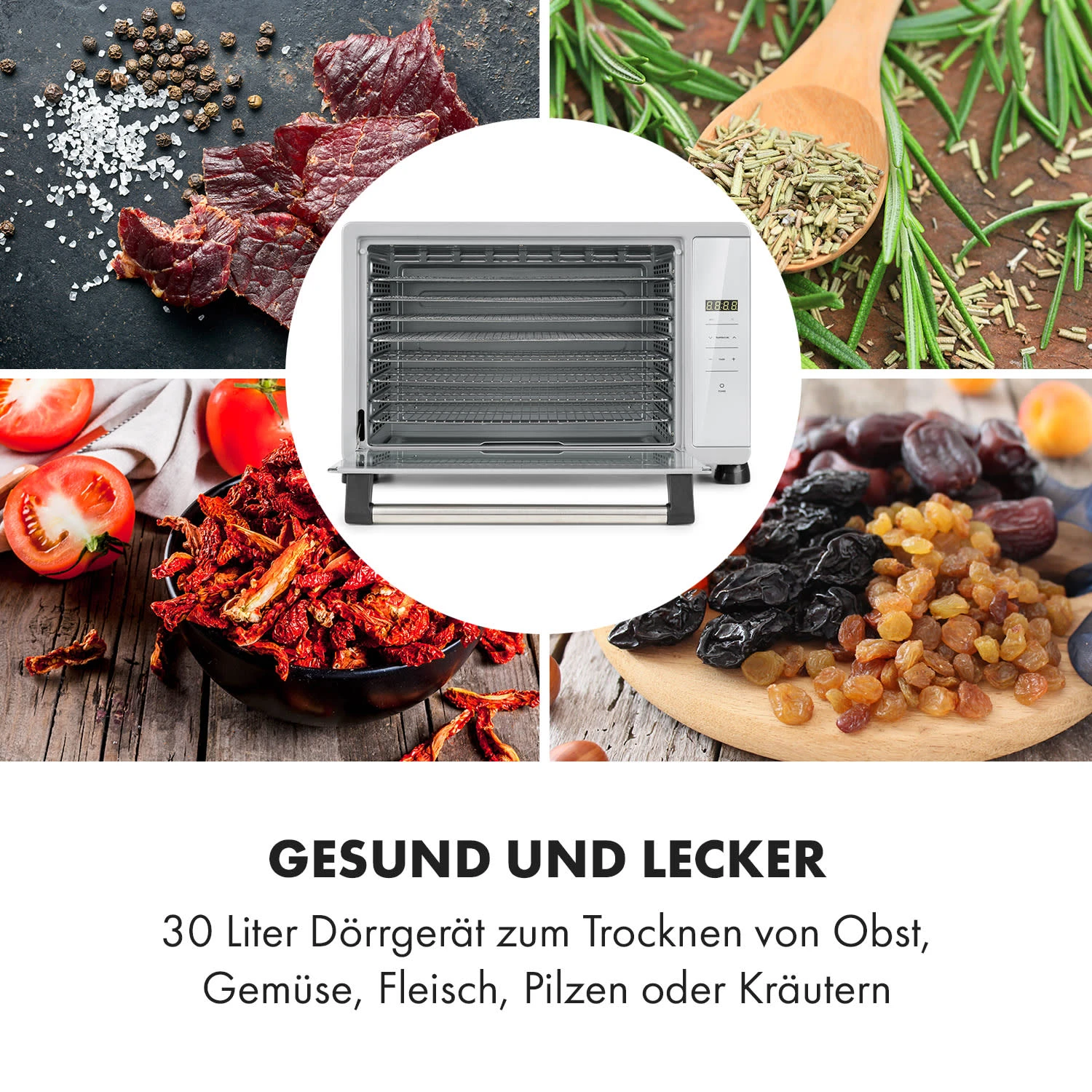 Mega Jerky Dörrautomat 650W 35-80°C LC-Touch-Display Timer 8 Ebenen - Image 4