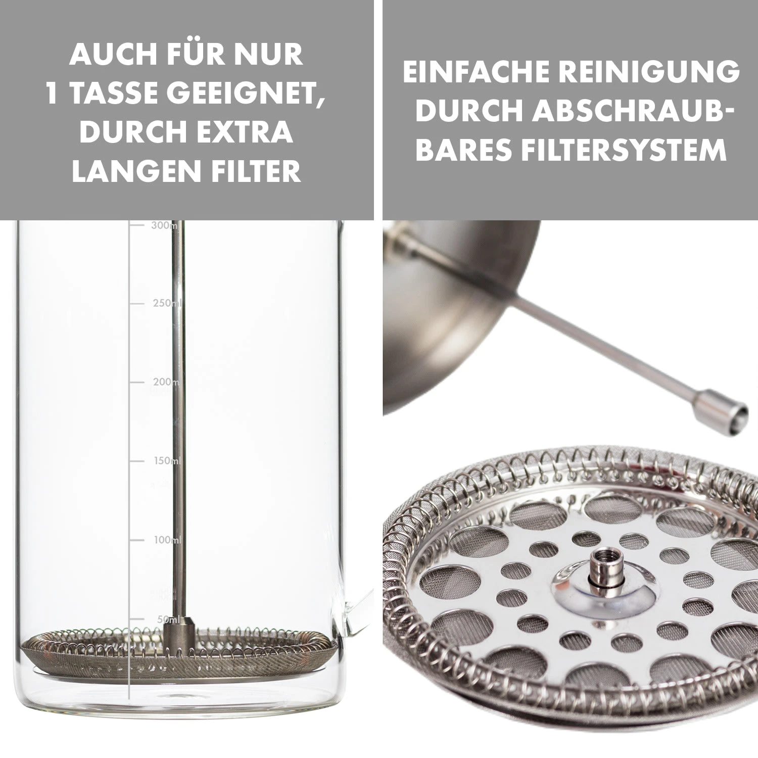 Glaswerk Ristretto French Press 0,35 Liter Borosilikatglas Edelstahl Walnussholz - Image 6