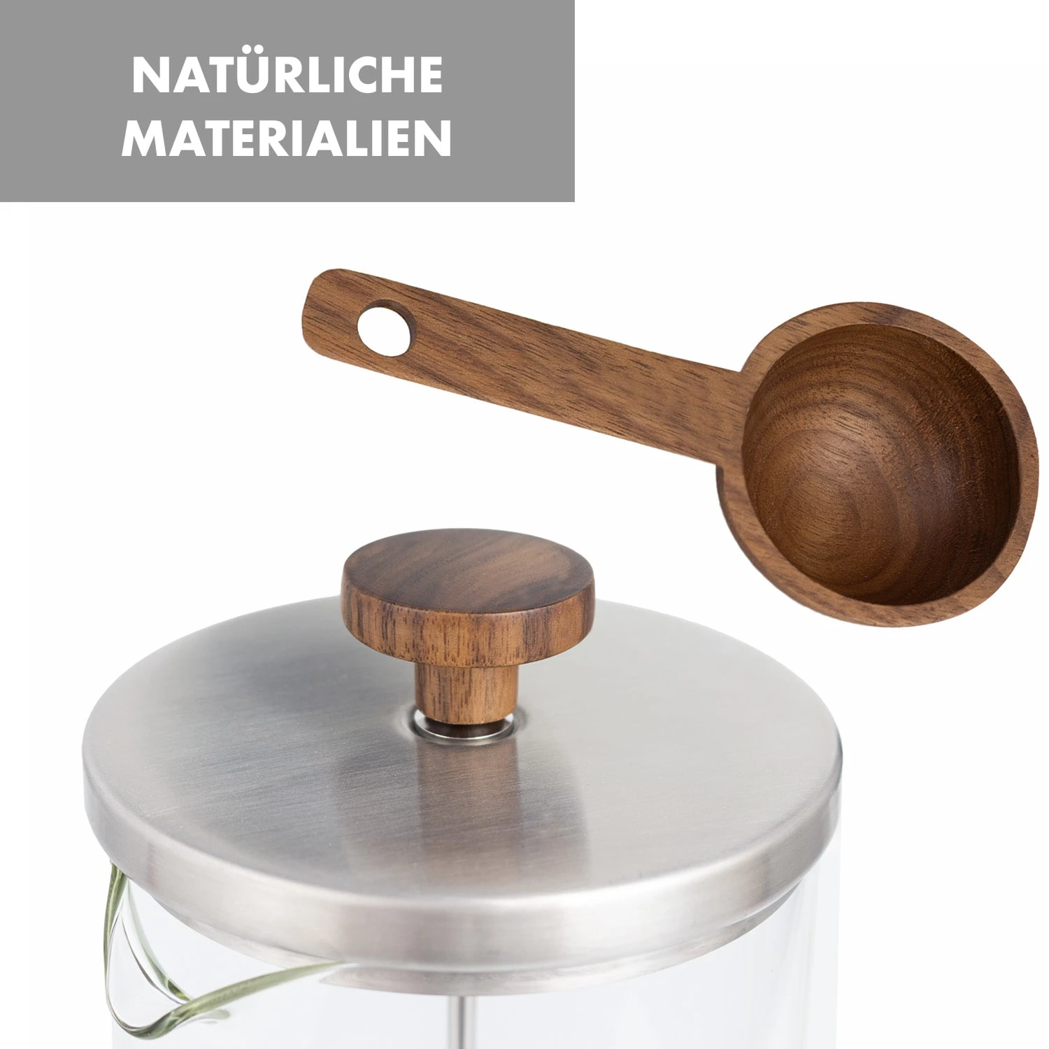 Glaswerk Ristretto French Press 0,35 Liter Borosilikatglas Edelstahl Walnussholz - Image 7