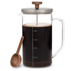 Glaswerk Ristretto French Press 1 Liter Borosilikatglas Edelstahl Walnussholz