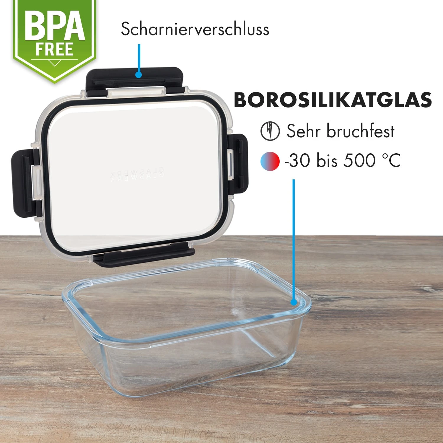 Glaswerk Jardine Frischhaltedosen 3er Set 640 1040 1520 Ml Borosilikatglas Deckel - Image 7