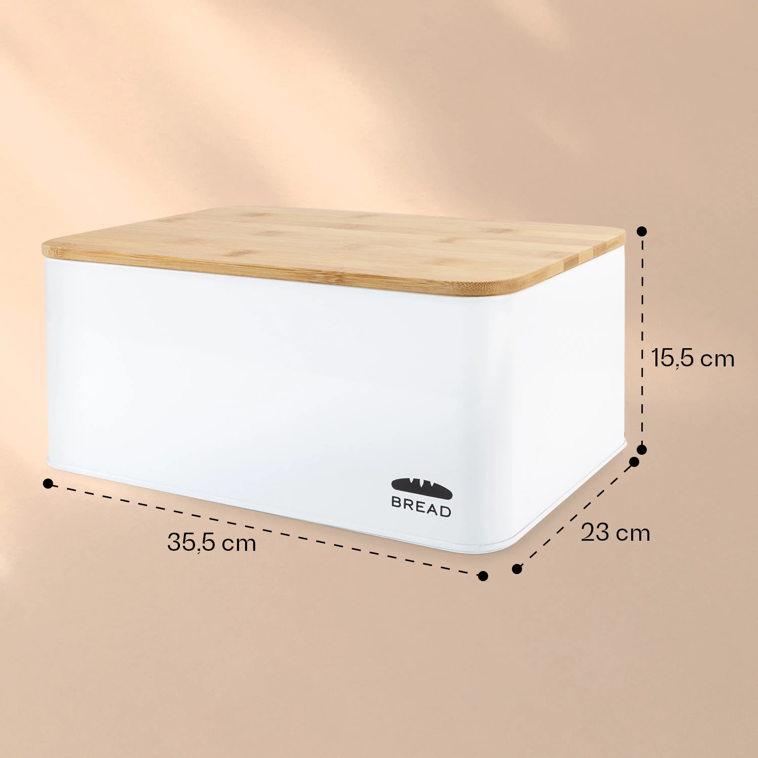 Oklahoma Brotkasten Metall 35,5x15,5x23 Cm Bambus-Deckel Schneidebrett - Image 5