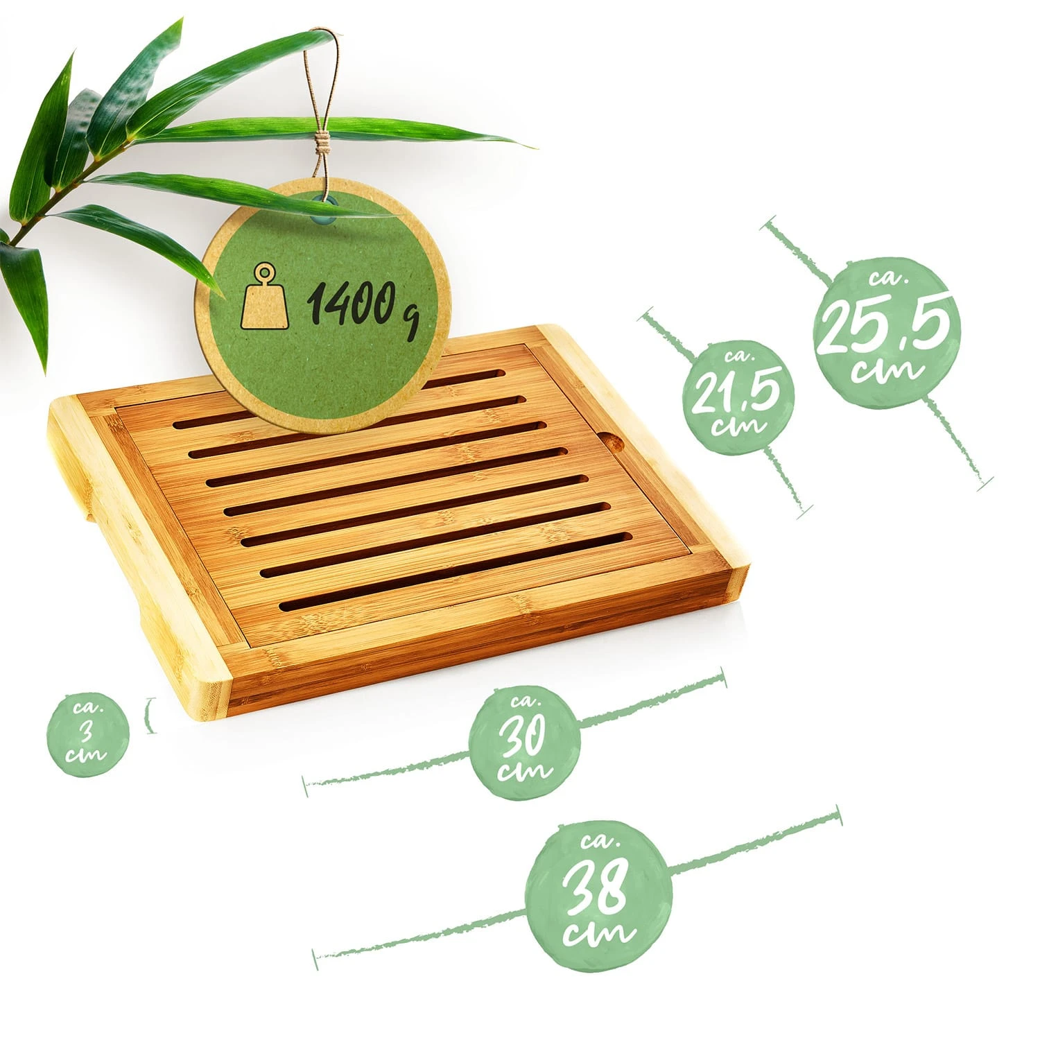 Brotschneidebrett Mit Krümelfach Bambus 38 X 3 X 25,5 Cm (BxHxT) Recycelbar - Image 8
