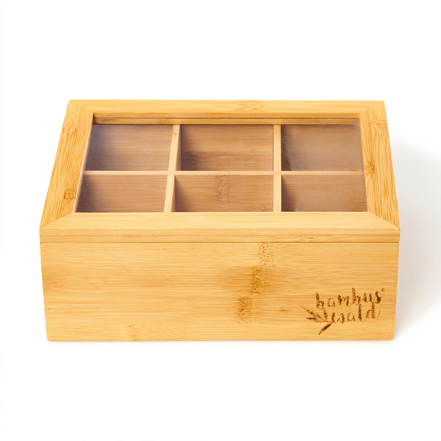 Teebox 6 Fächer 90 Teebeutel Kunststoff-Sichtfenster Bambus - Image 4