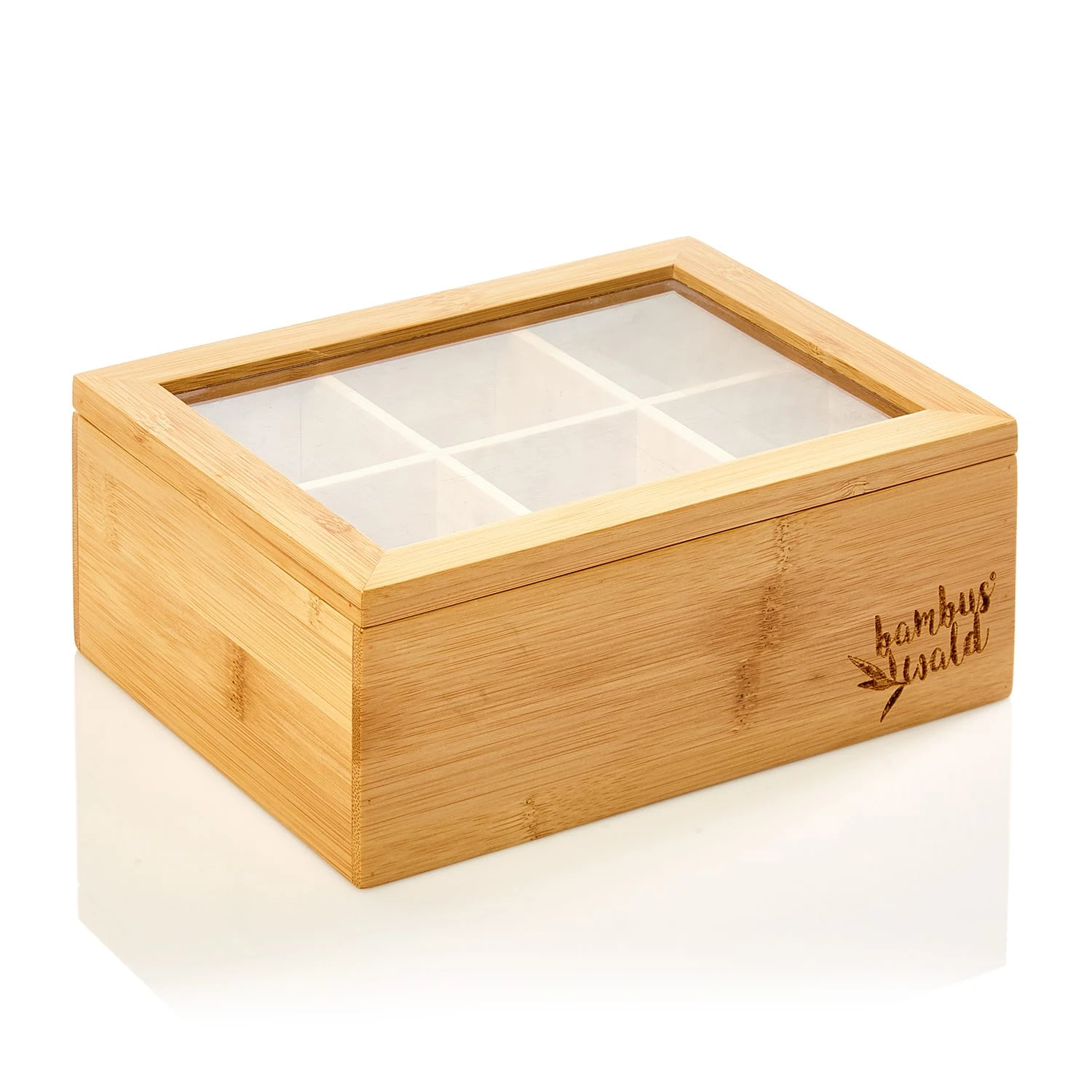 Teebox 6 Fächer 90 Teebeutel Kunststoff-Sichtfenster Bambus - Image 7