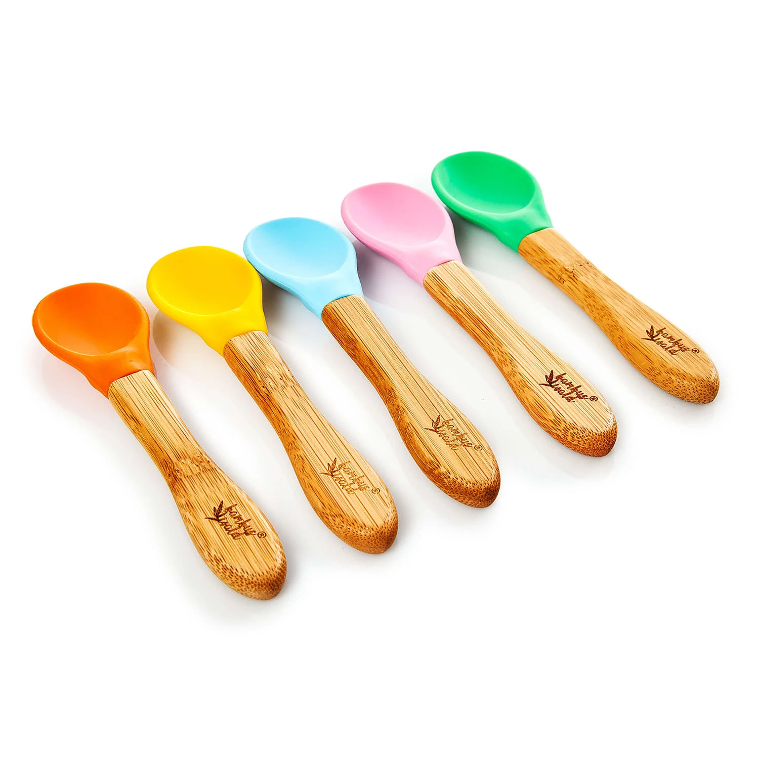 5er-Set Kinderlöffel Löffelstiel: Bambus Laffe: Silikon Bunt - Image 5