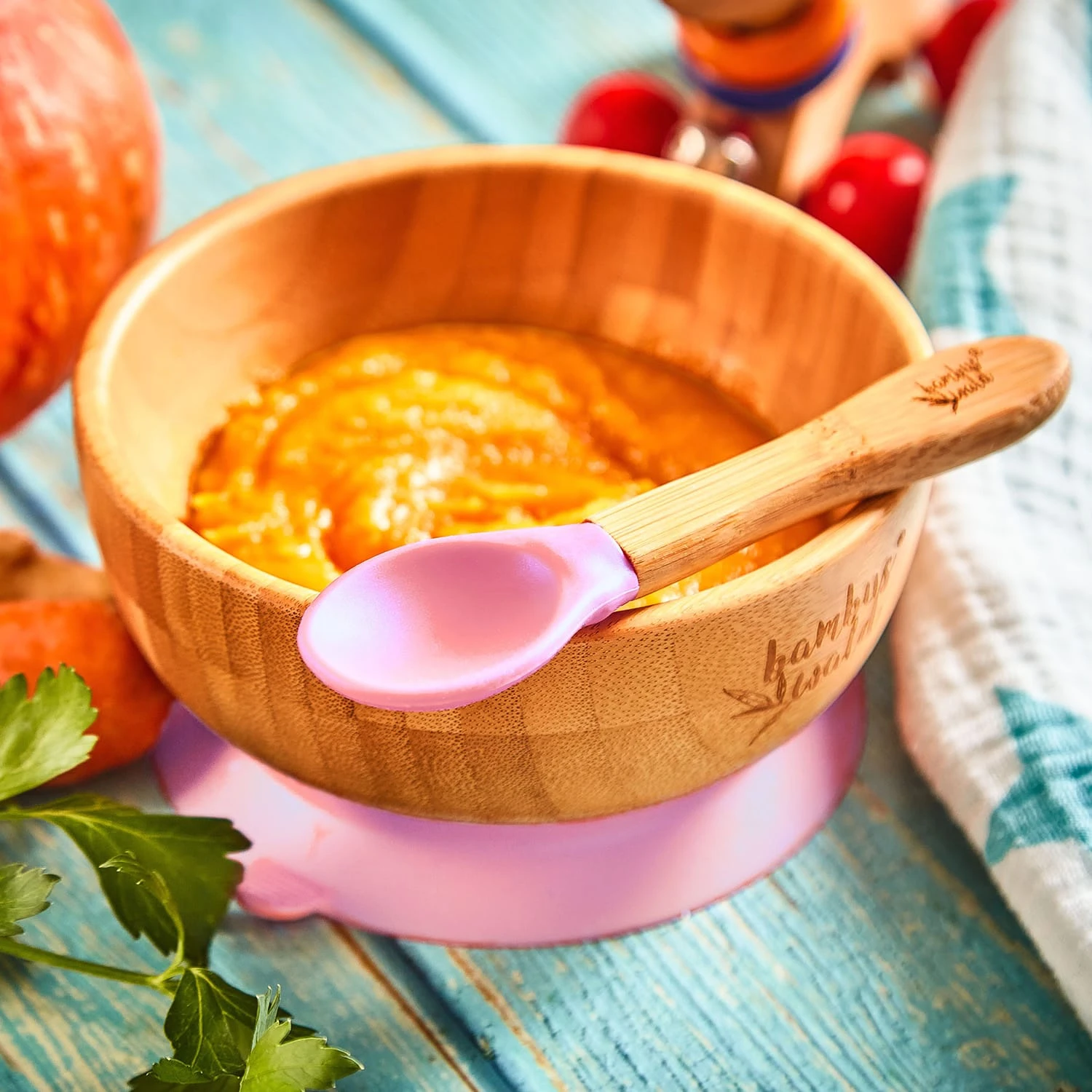 Kindergeschirr Mit Bambusschale Und Löffel 400 Ml Inkl. Saugnapf Ø: 13,7 Cm - Image 2