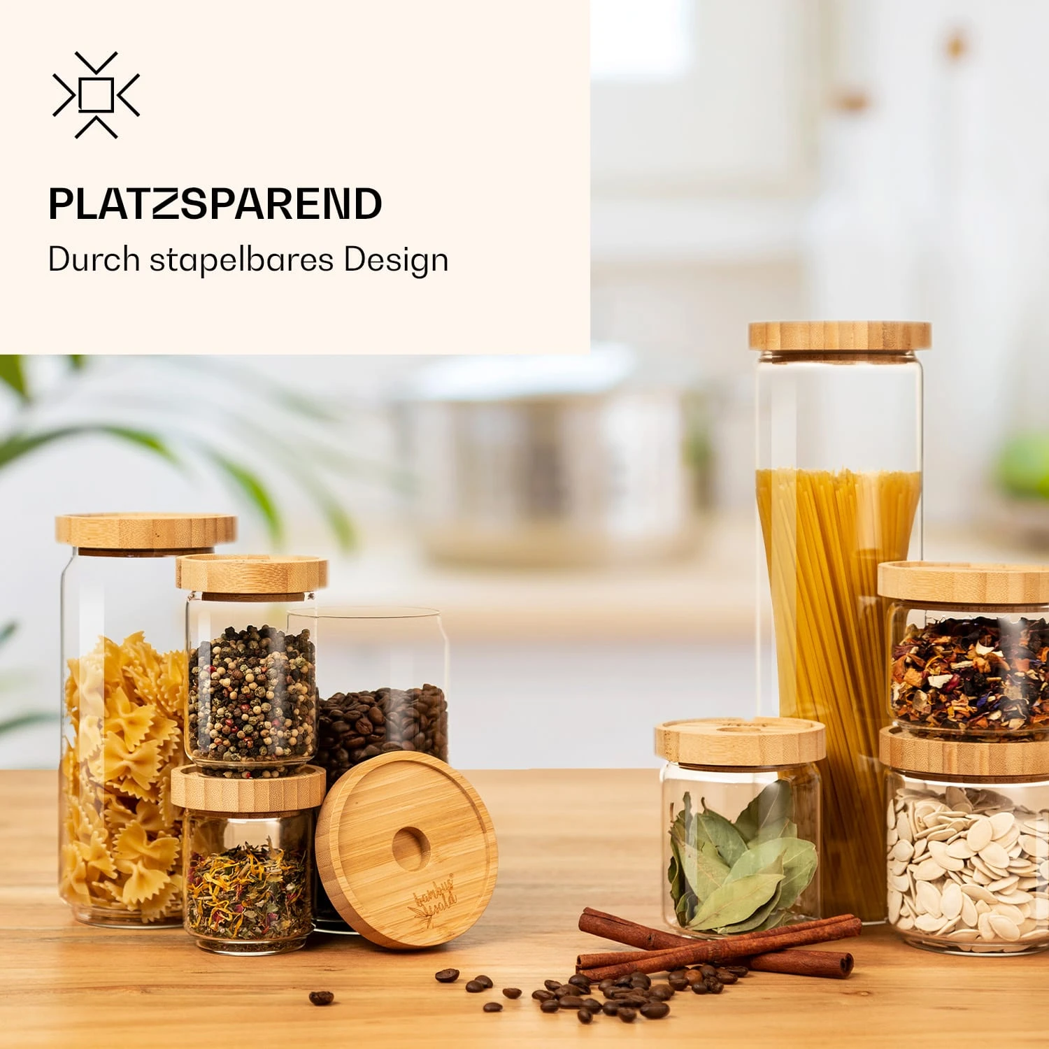 Stapelglas Mit Bambusdeckel 750 Ml Stapelbar Luftdicht - Image 3