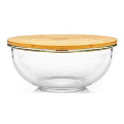 Glasschüssel 3200 Ml Bambusdeckel Verschließbar BPA-frei Größe XL