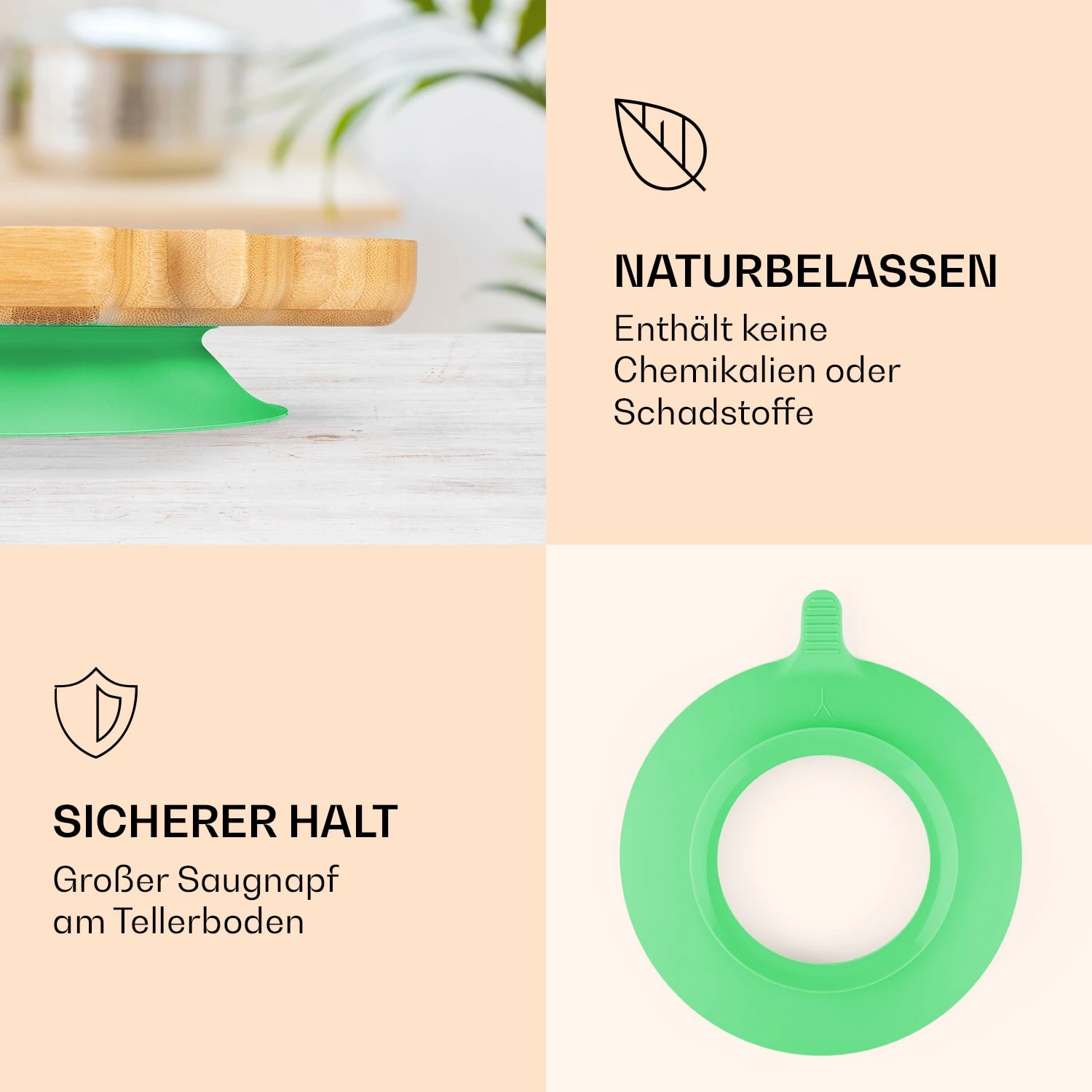 Kindergeschirr Bambusteller & Löffel 250 Ml Inkl. Saugnapf 18 X 18 Cm - Image 3