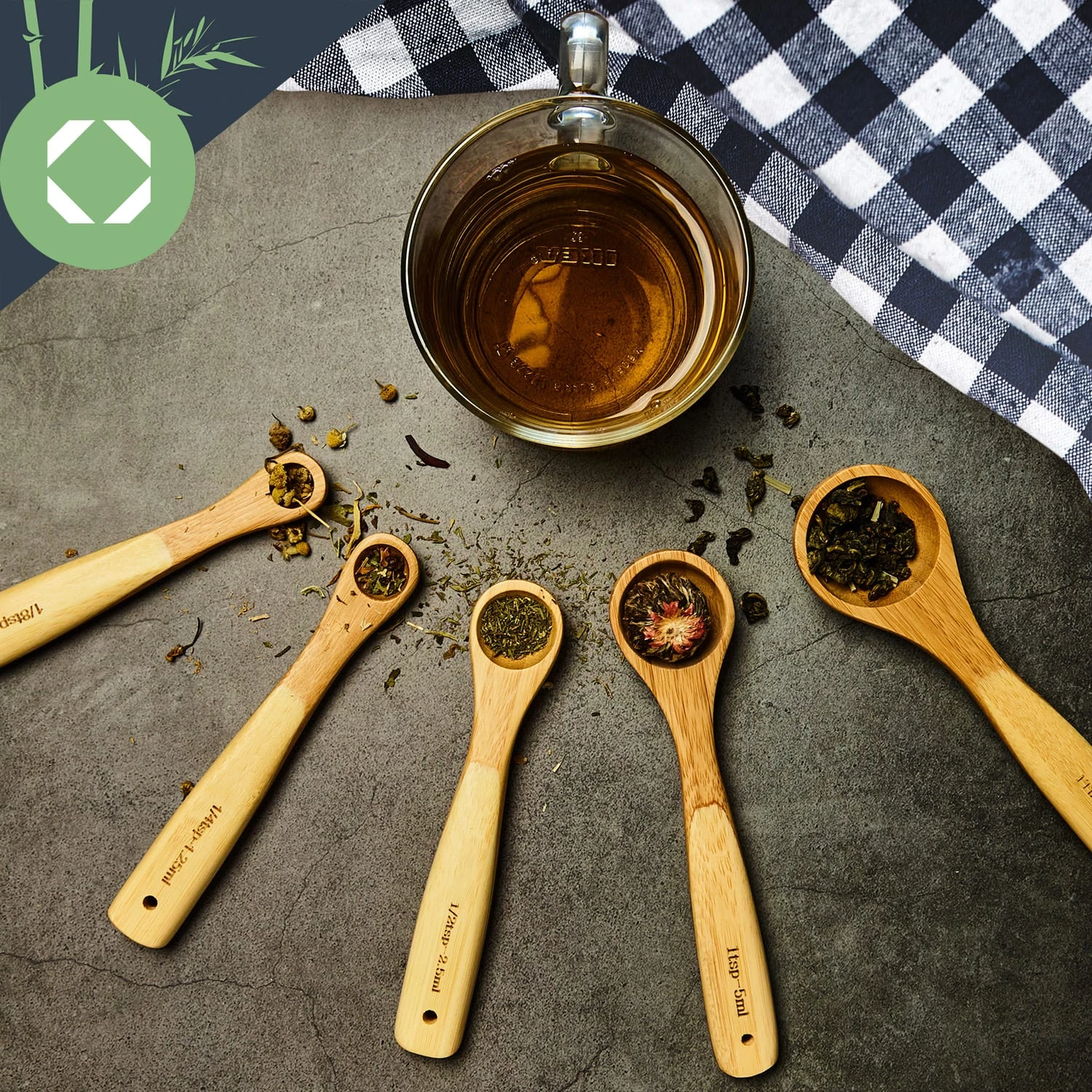 Messlöffel-Set Back- Und Kochbesteck Ideales Abmessen 5er-Set Bambus - Image 3