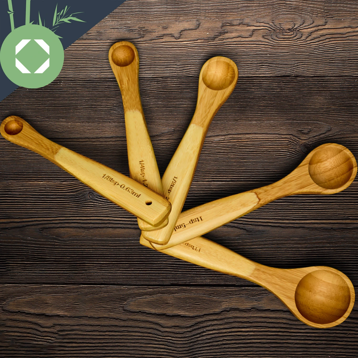Messlöffel-Set Back- Und Kochbesteck Ideales Abmessen 5er-Set Bambus - Image 4