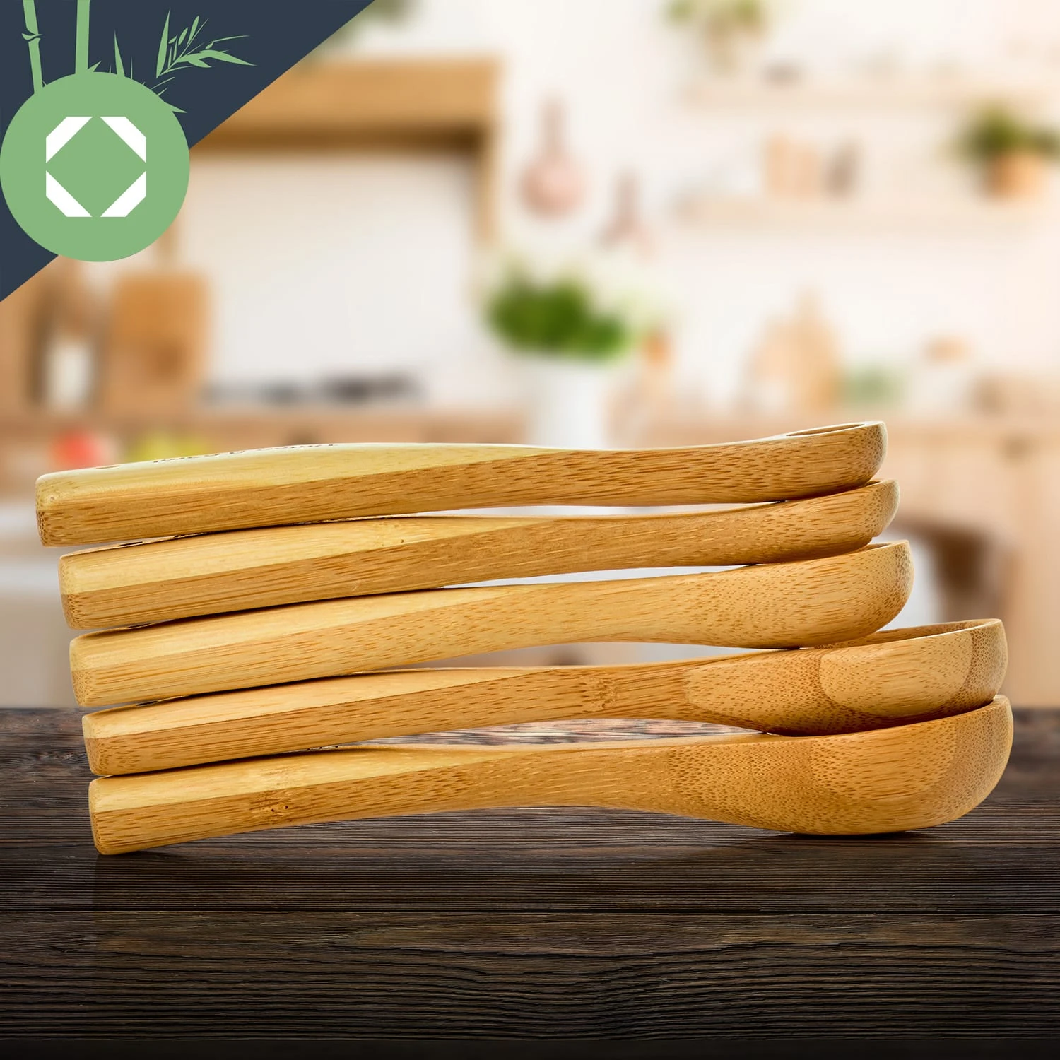 Messlöffel-Set Back- Und Kochbesteck Ideales Abmessen 5er-Set Bambus - Image 5