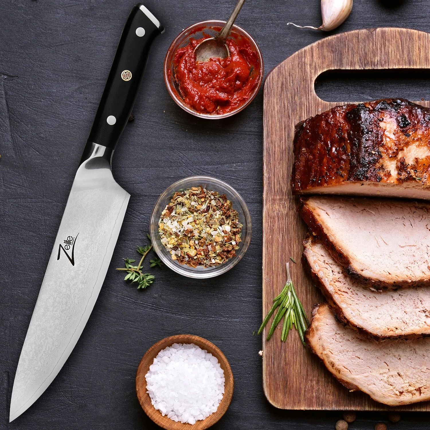 Alpha-Royal Japanese Serie 8" Chefkochmesser Damaszener-Stahl - Image 3