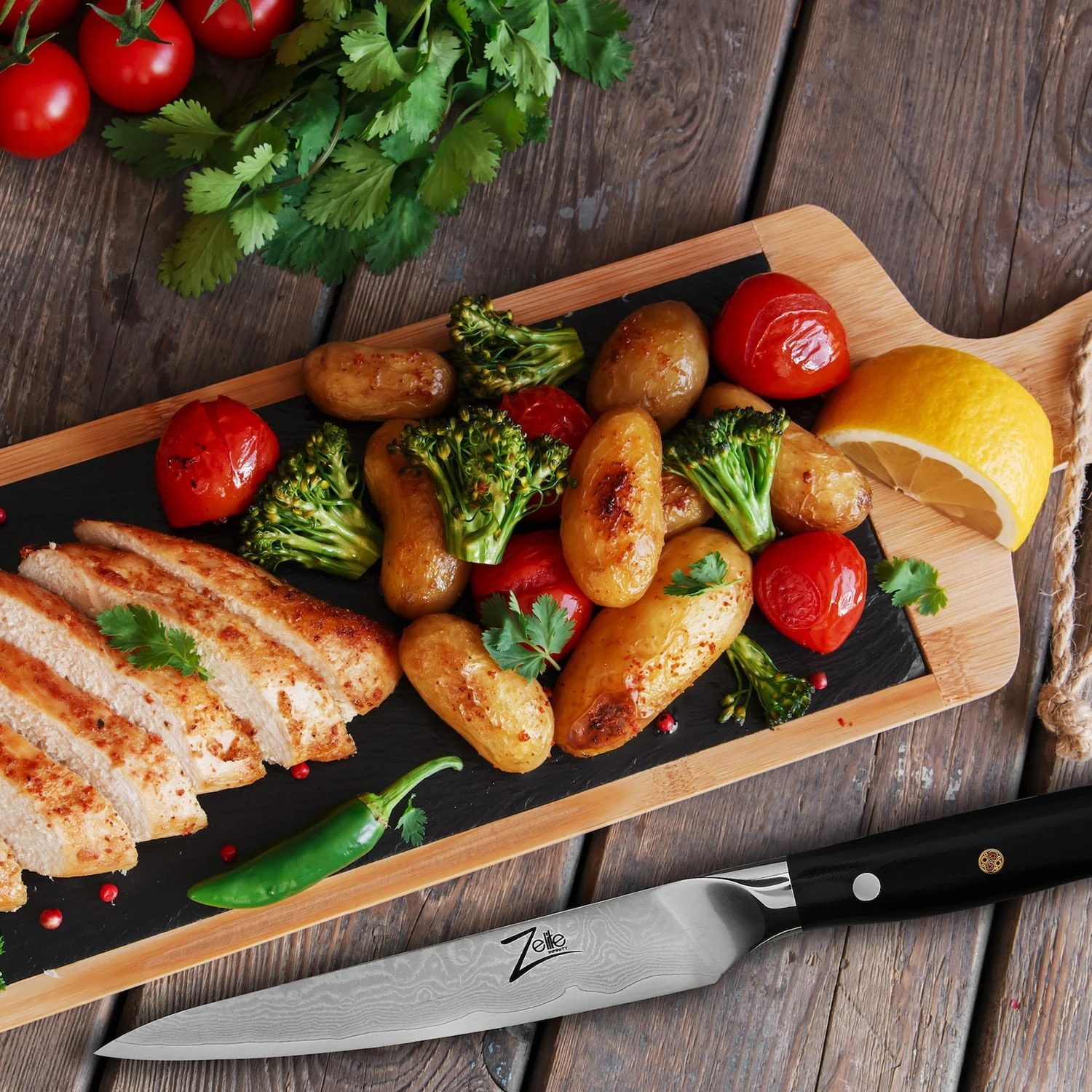 Alpha-Royal Japanese Serie 6" Allzweckmesser Damaszener-Stahl 67-lagig - Image 3