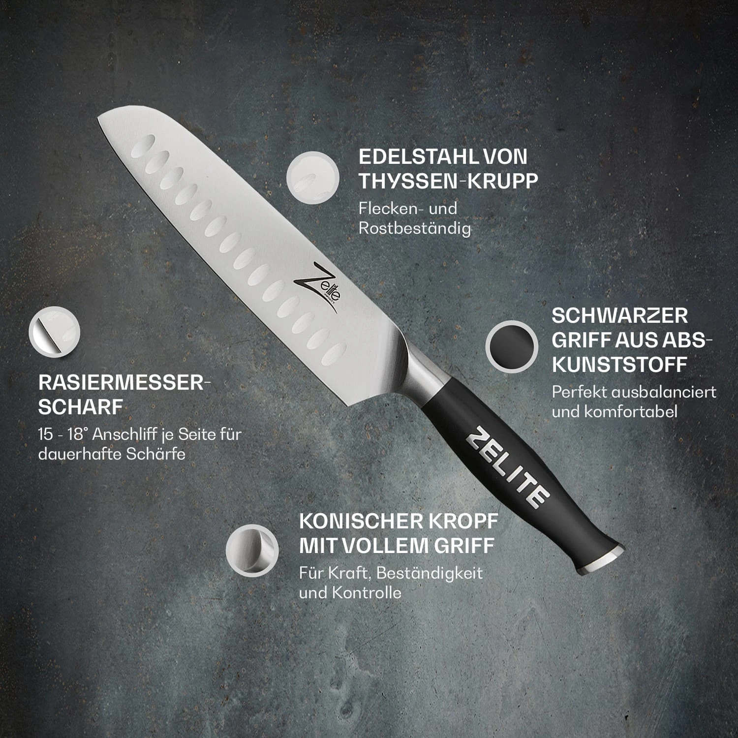 Comfort Pro Serie 7" Santokumesser 56 HRC Edelstahl - Image 2