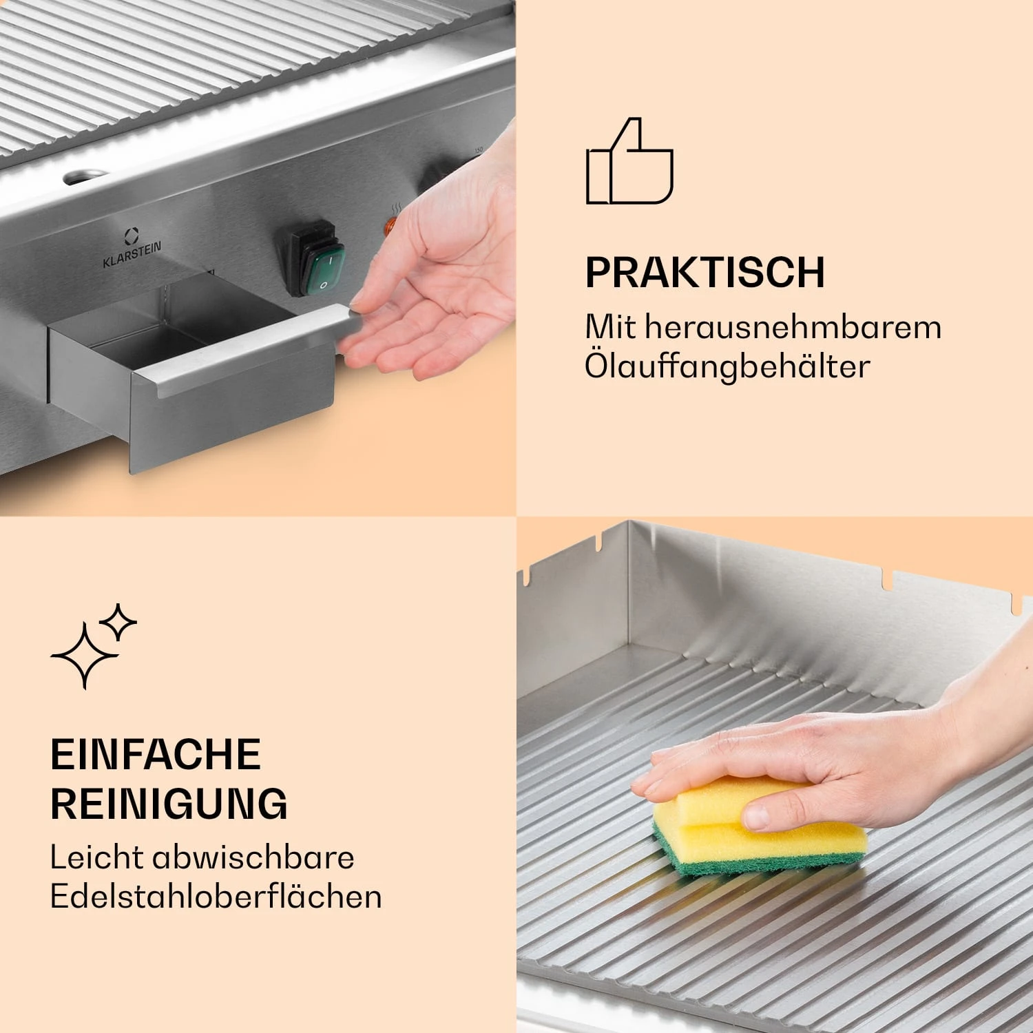 Grillmeile 4400 Elektrogrill Plancha 2x2200W Grillplatte Edelstahl - Image 7