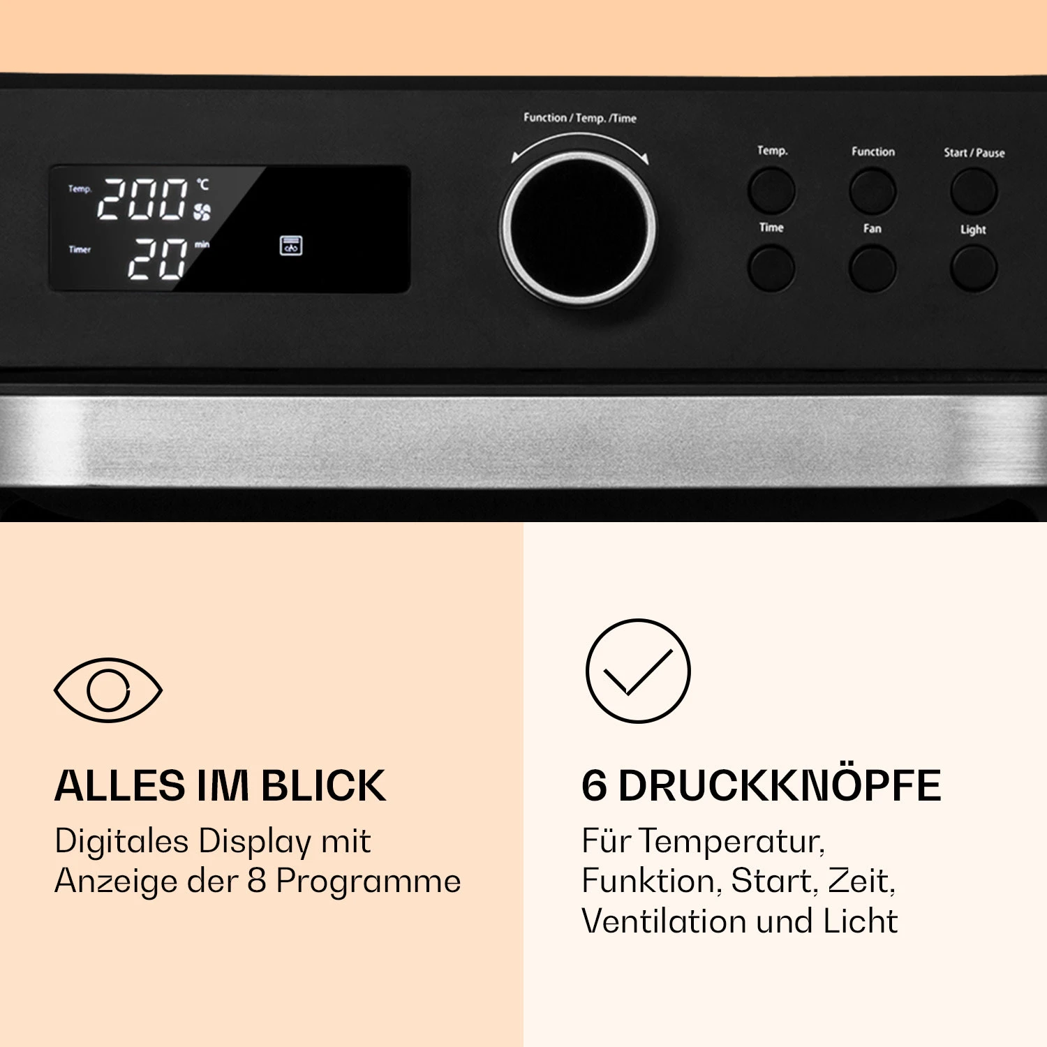 Prime Air Heißluftfritteuse 1500W 23l Timer 8 Programme - Image 4