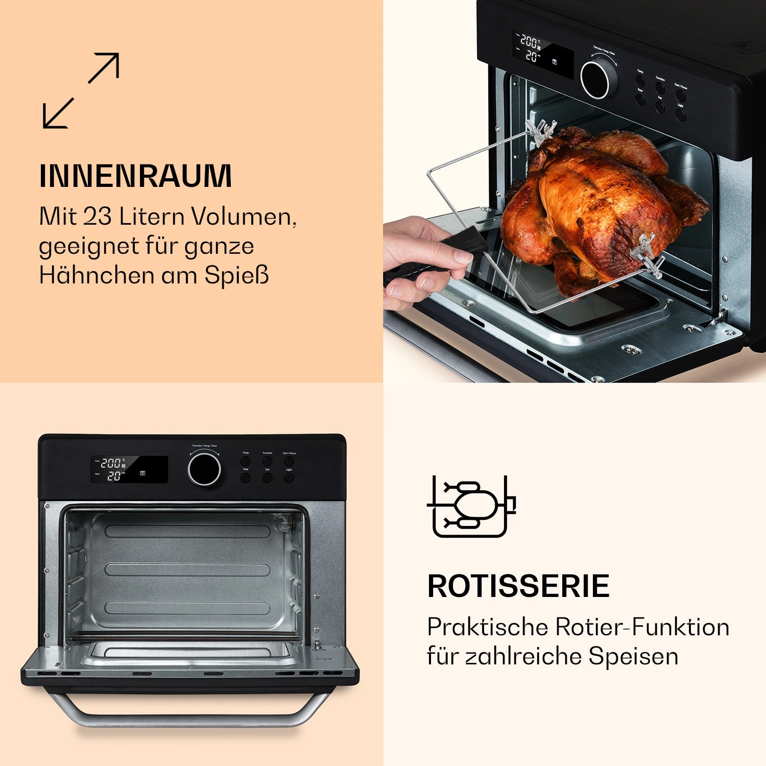 Prime Air Heißluftfritteuse 1500W 23l Timer 8 Programme - Image 5