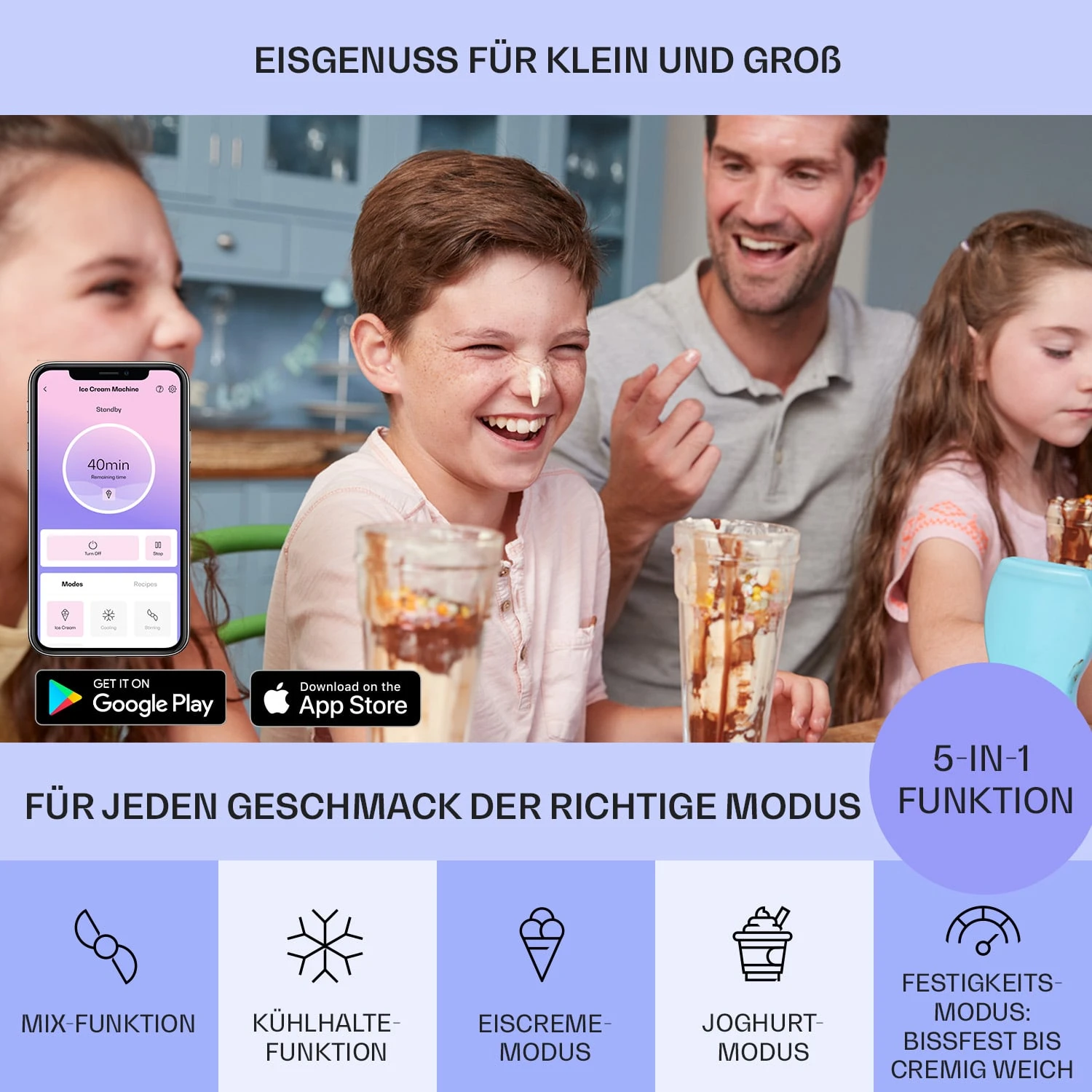 Dolce Bacio Smart Eiscremebereiter Yogurtmaker Kompressor 2 Liter WiFi Touch Edelstahl - Image 3