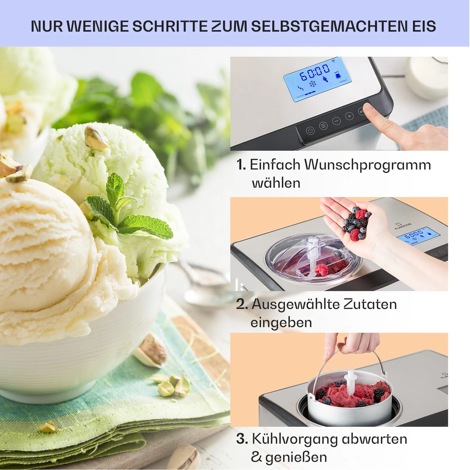 Dolce Bacio Smart Eiscremebereiter Yogurtmaker Kompressor 2 Liter WiFi Touch Edelstahl - Image 4