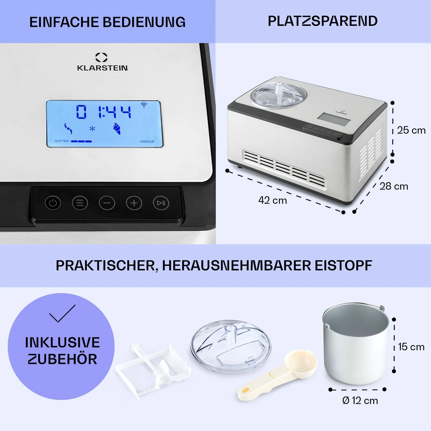 Dolce Bacio Smart Eiscremebereiter Yogurtmaker Kompressor 2 Liter WiFi Touch Edelstahl - Image 6
