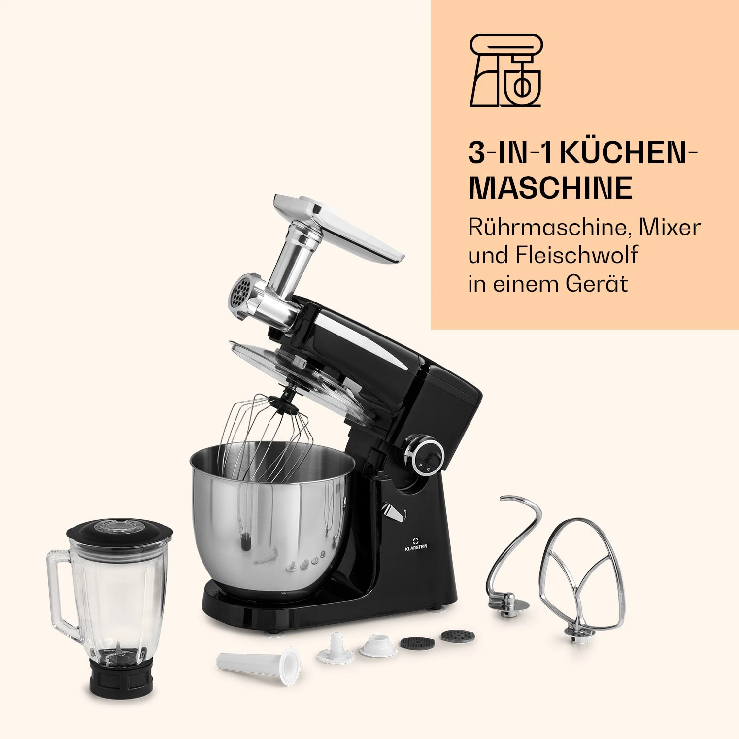 Renata Rossa Küchenmaschine 3-in-1 2000W 2,7PS 5Ltr Edelstahl BPA-frei - Image 7