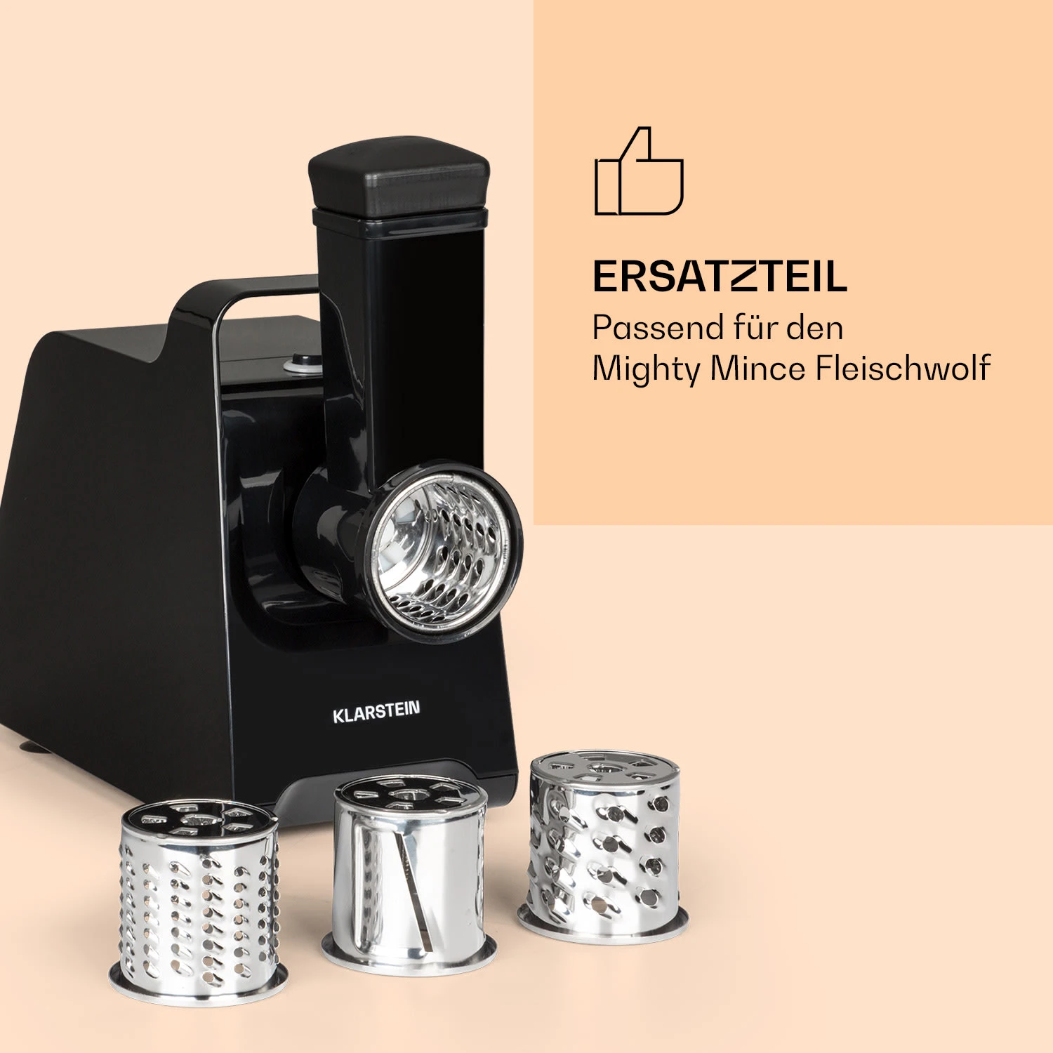 Mighty Mince Reibeaufsatz Kopf Mit Stopfer 4 Reiben Kunststoff Aluminium - Image 2