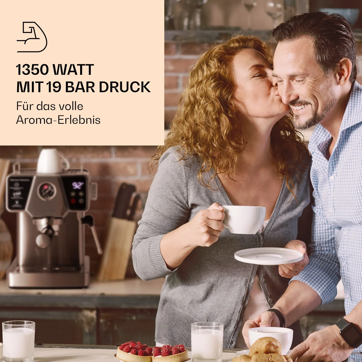 Libeica Espressomaschine 19 Bar Ca. 10 Tassen 1,8 Liter Milchschaum - Image 2