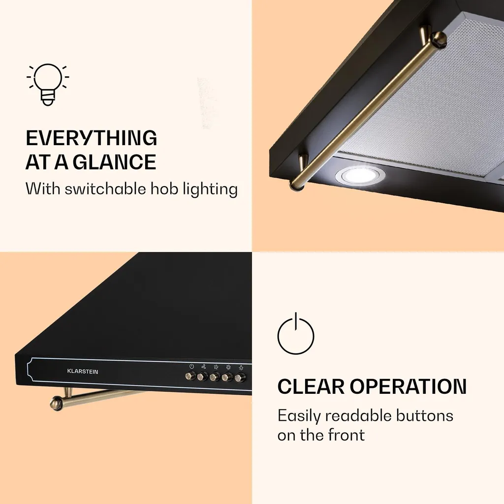 Klarstein Victoria Dunstabzugshaube 60cm , 644,5 M³/h Luftdurchsatz , 2 Stromsparende LED-Lampen , Retro-Design - Image 4