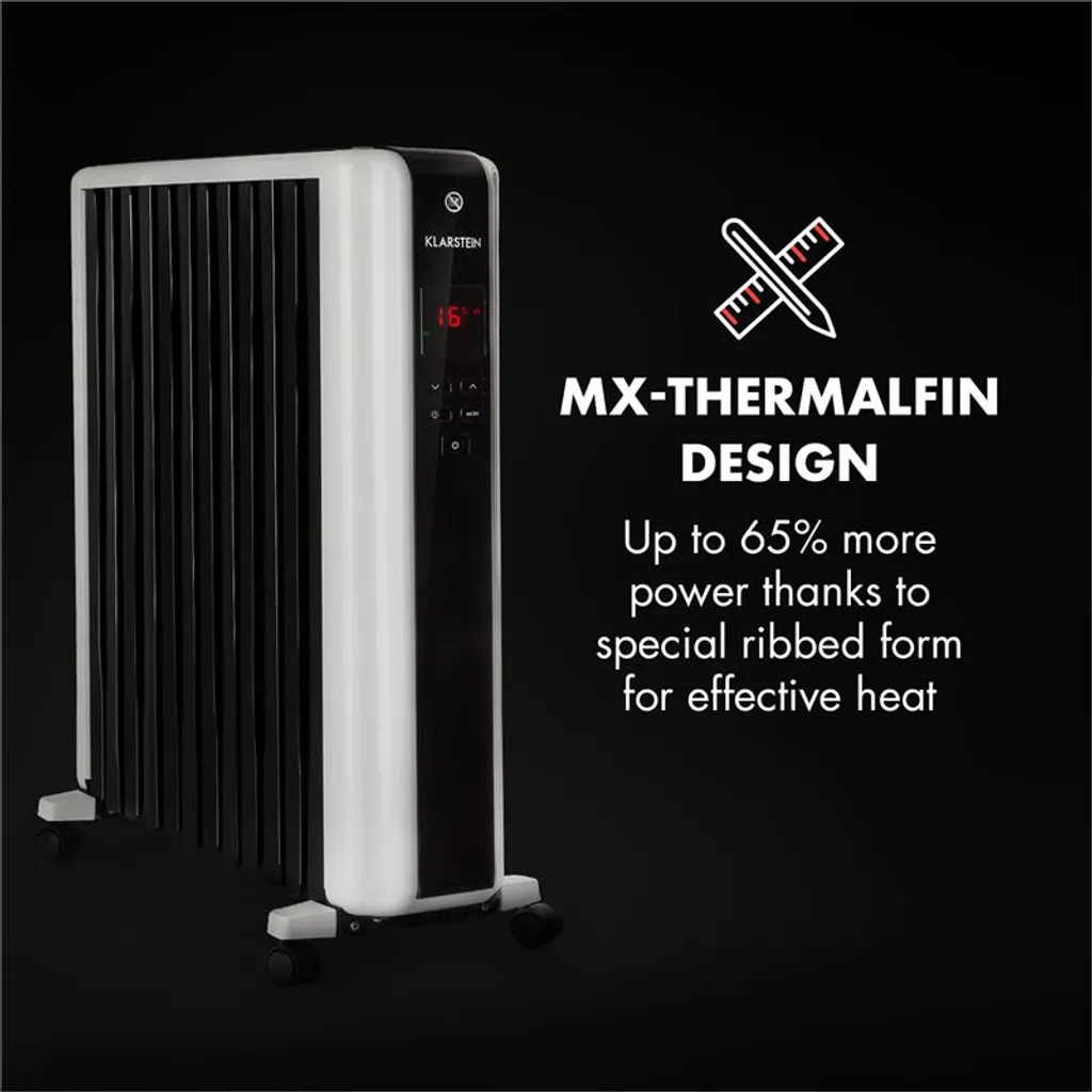 Thermaxx 2500 Ölradiator 2500W 5-35° C 24h-Timer Weiß/schwarz - Image 4